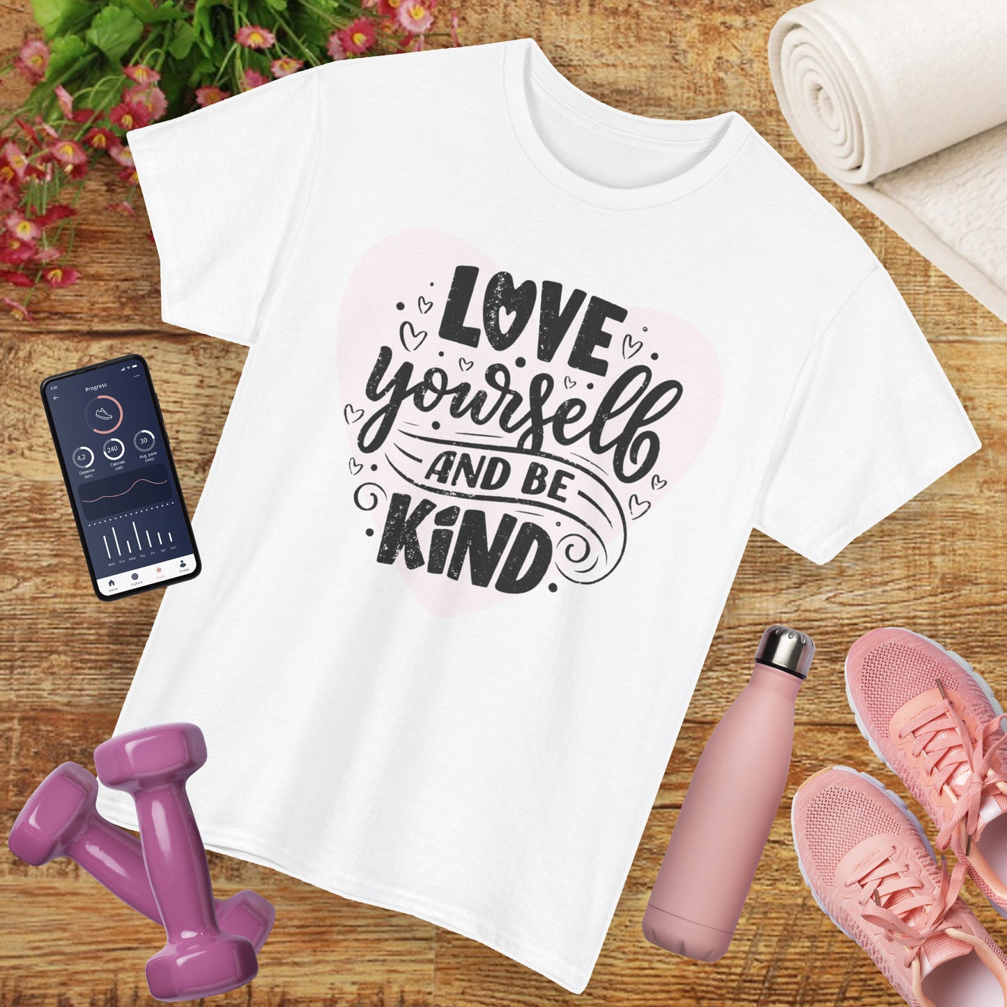 💖Heart Light Heavy Cotton Tee - Love Begins Within