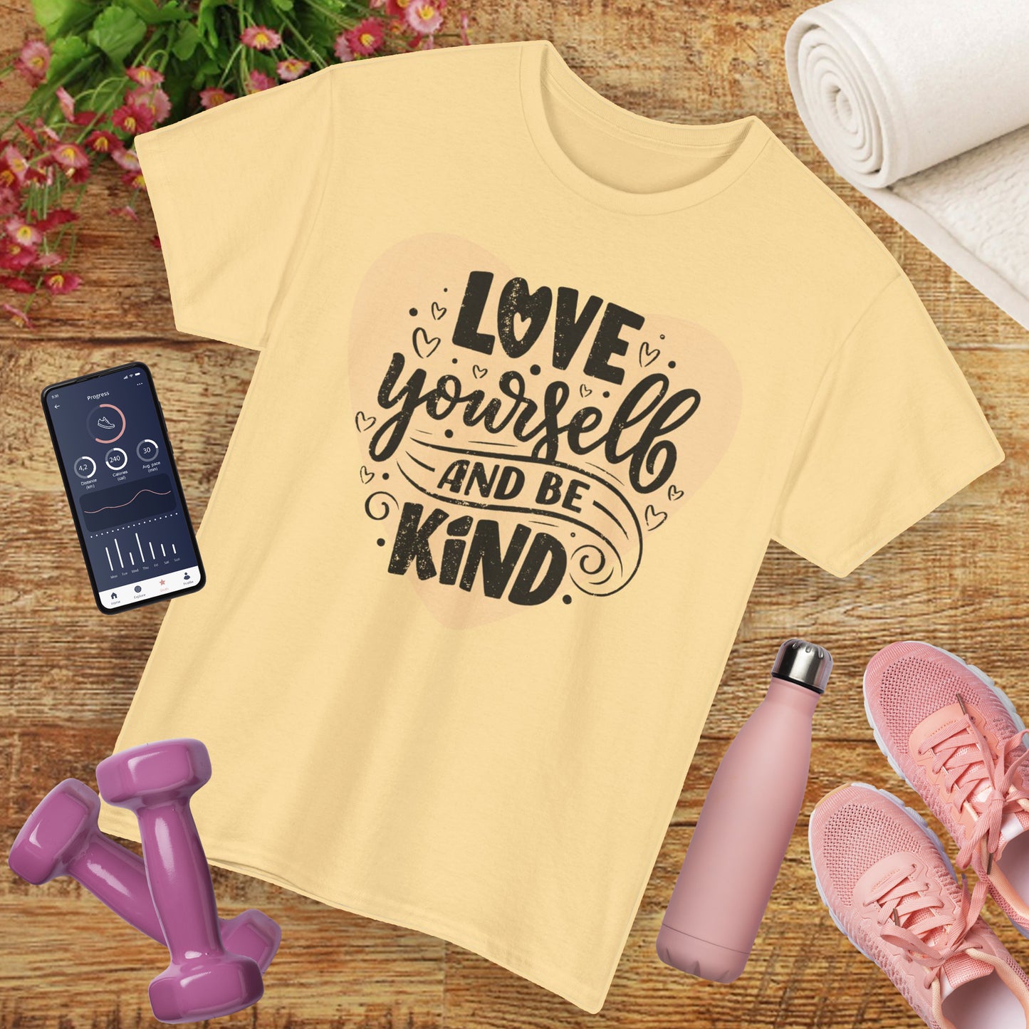 💖Heart Light Heavy Cotton Tee - Love Begins Within