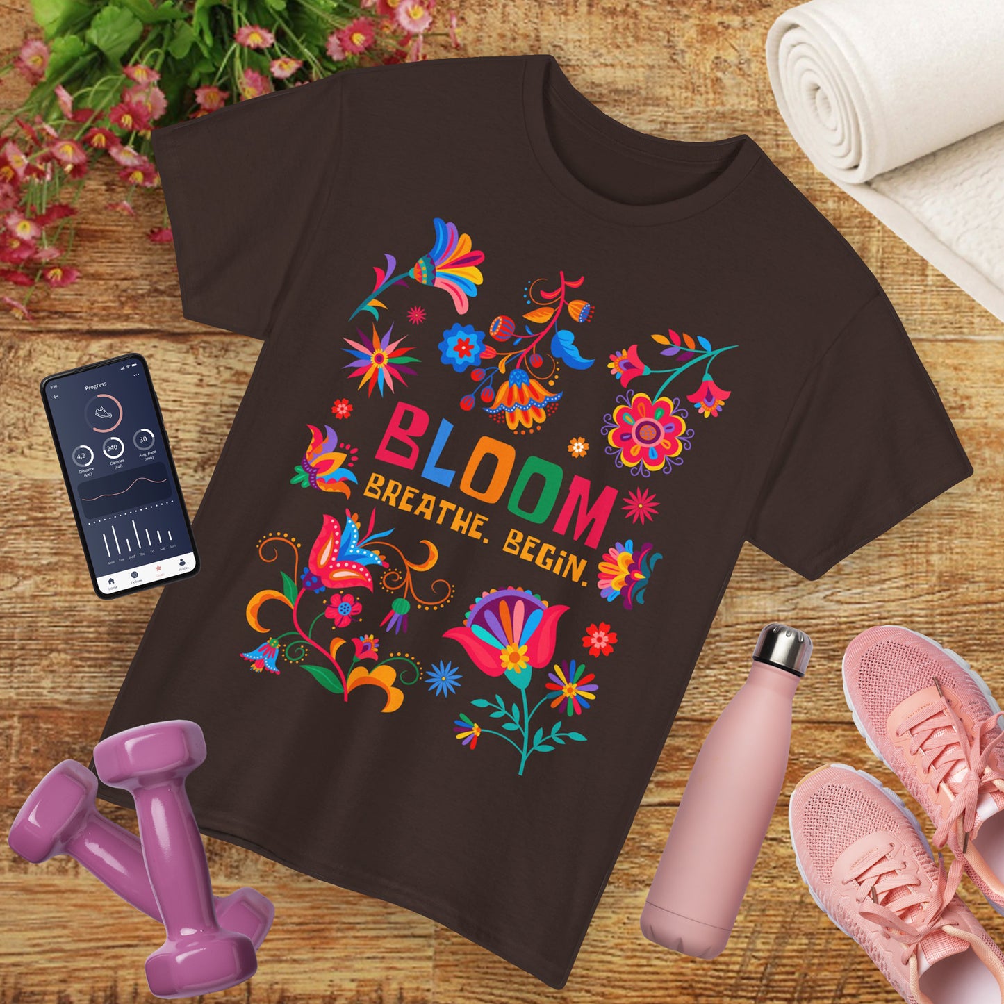 "Bloom. Breathe. Begin." Heavy Cotton Tee - A Fresh Start in Every Thread