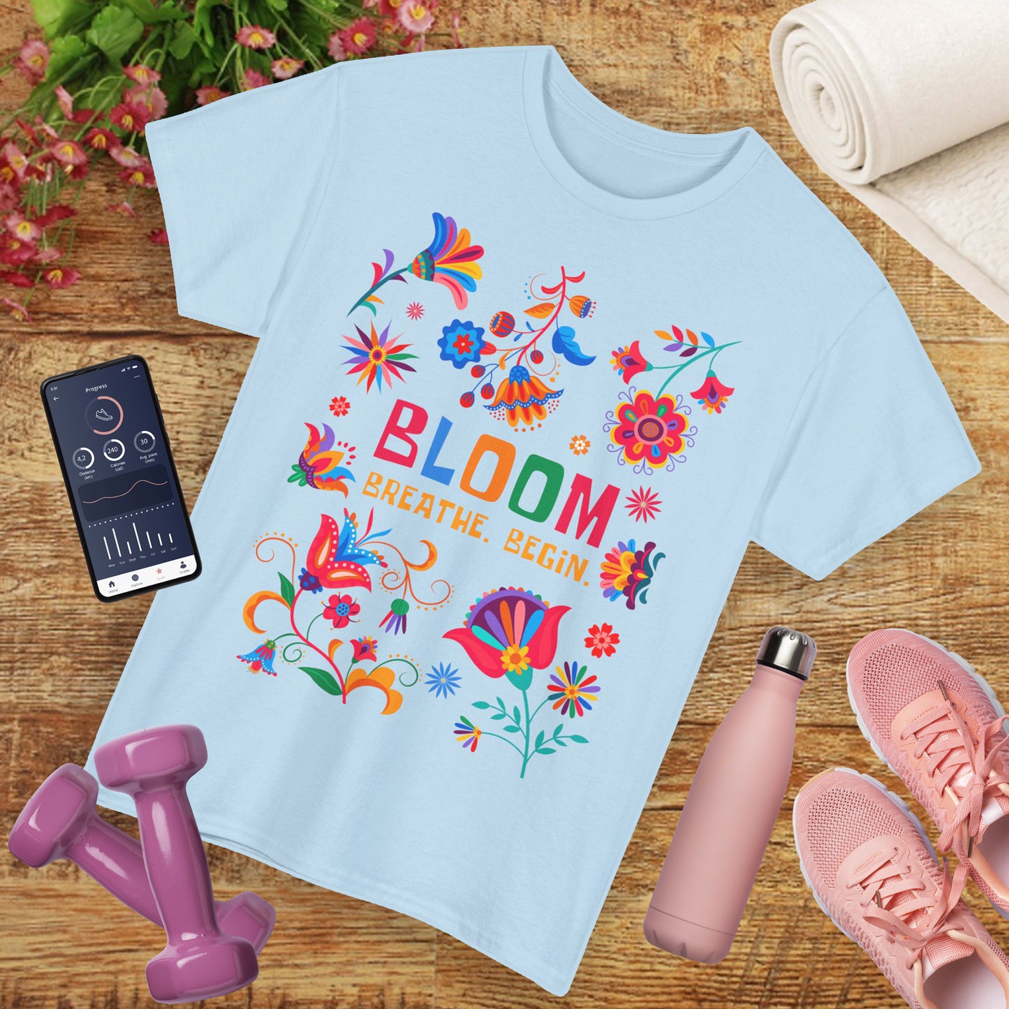 "Bloom. Breathe. Begin." Heavy Cotton Tee - A Fresh Start in Every Thread