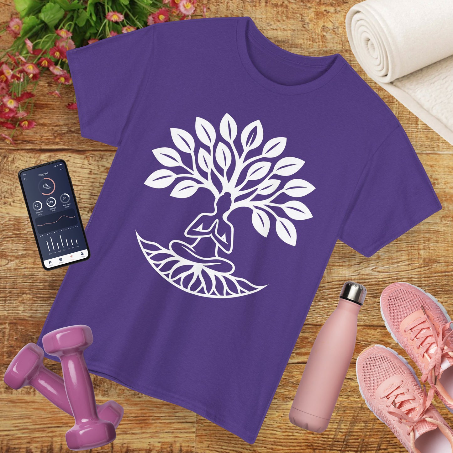 "Rooted in Presence" - Tree of Life & Meditative Balance Heavy Cotton Tee