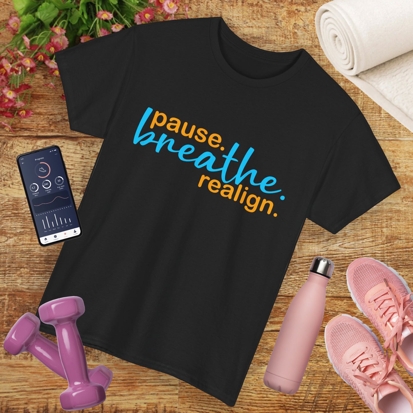 🌬️Aligned Calm Heavy Cotton Tee - Pause. Breathe. Align.