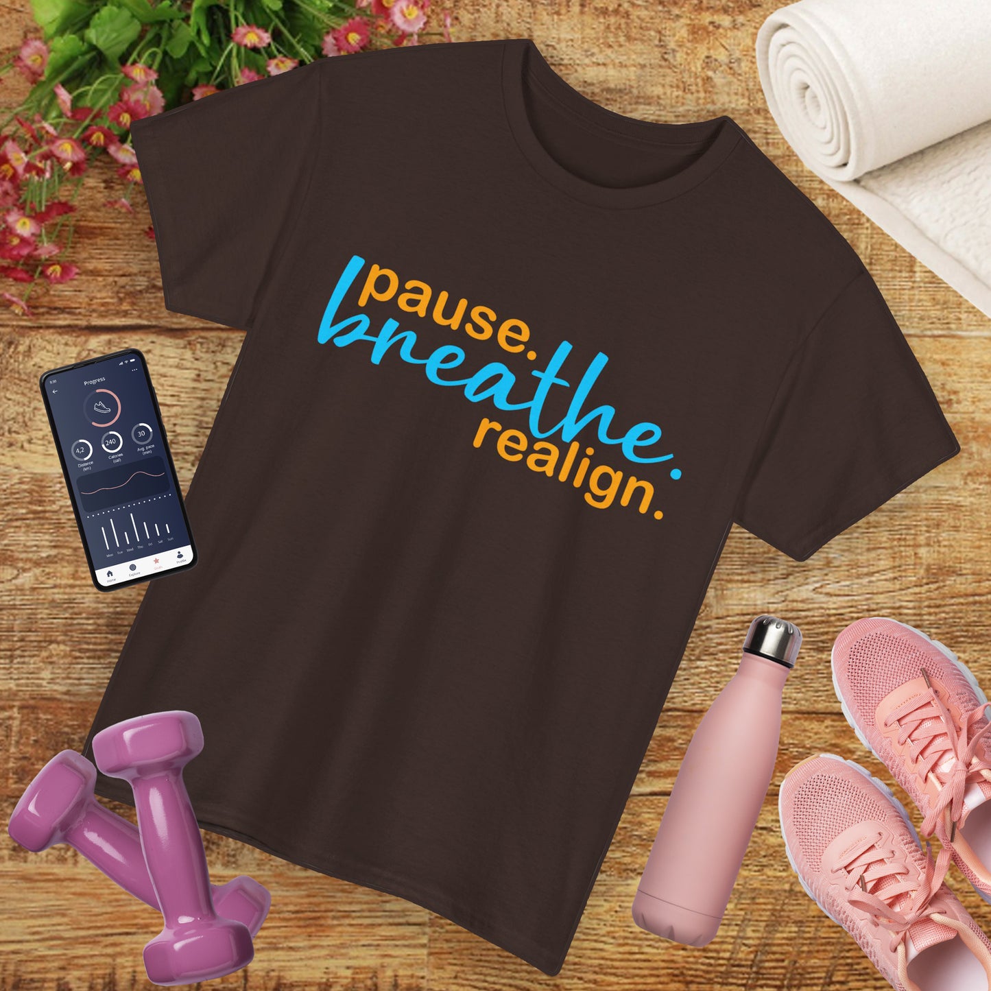 🌬️Aligned Calm Heavy Cotton Tee - Pause. Breathe. Align.