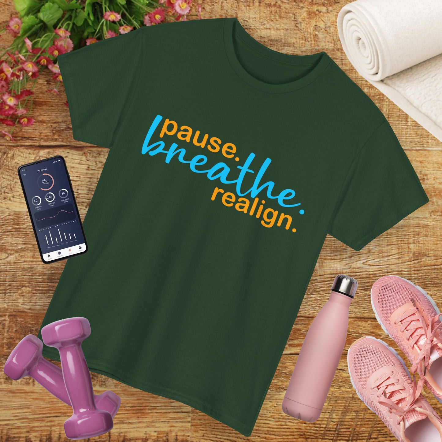 🌬️Aligned Calm Heavy Cotton Tee - Pause. Breathe. Align.