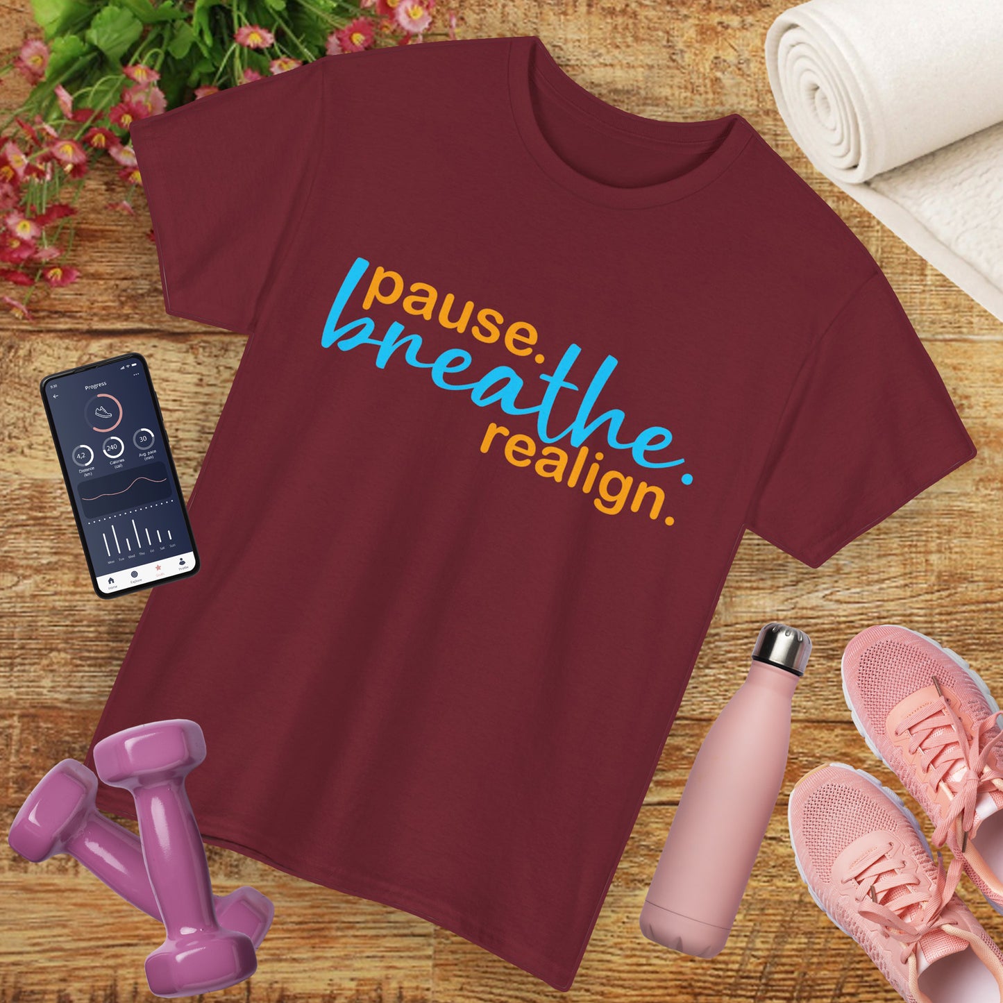 🌬️Aligned Calm Heavy Cotton Tee - Pause. Breathe. Align.