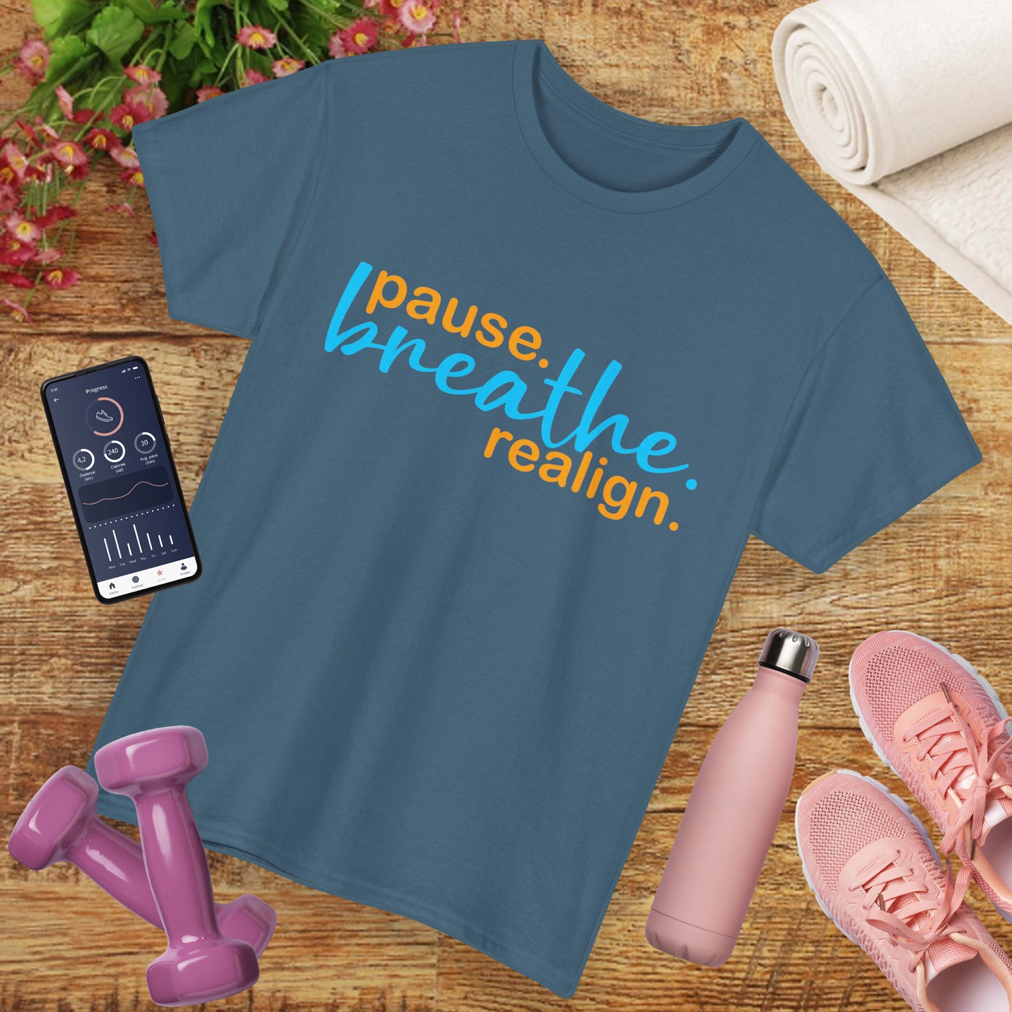 🌬️Aligned Calm Heavy Cotton Tee - Pause. Breathe. Align.