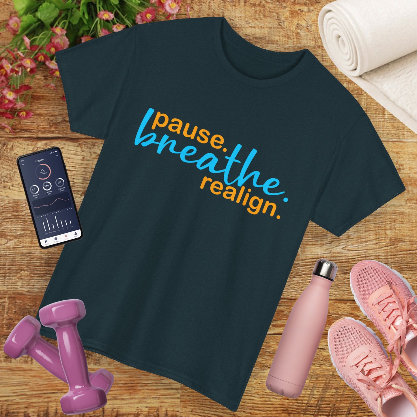 🌬️Aligned Calm Heavy Cotton Tee - Pause. Breathe. Align.