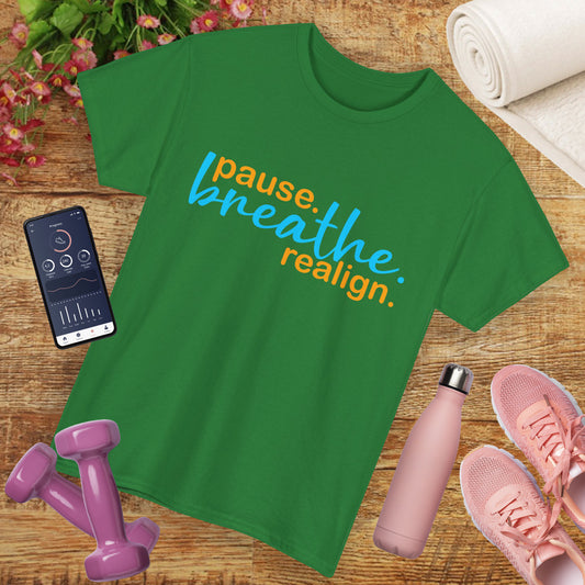 🌬️Aligned Calm Heavy Cotton Tee - Pause. Breathe. Align.