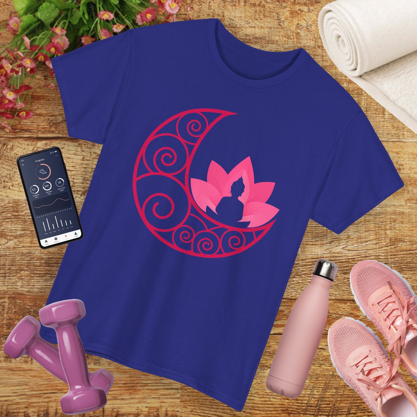 🌙Lunar Stillness Heavy Cotton Tee - Blossom Into Presence