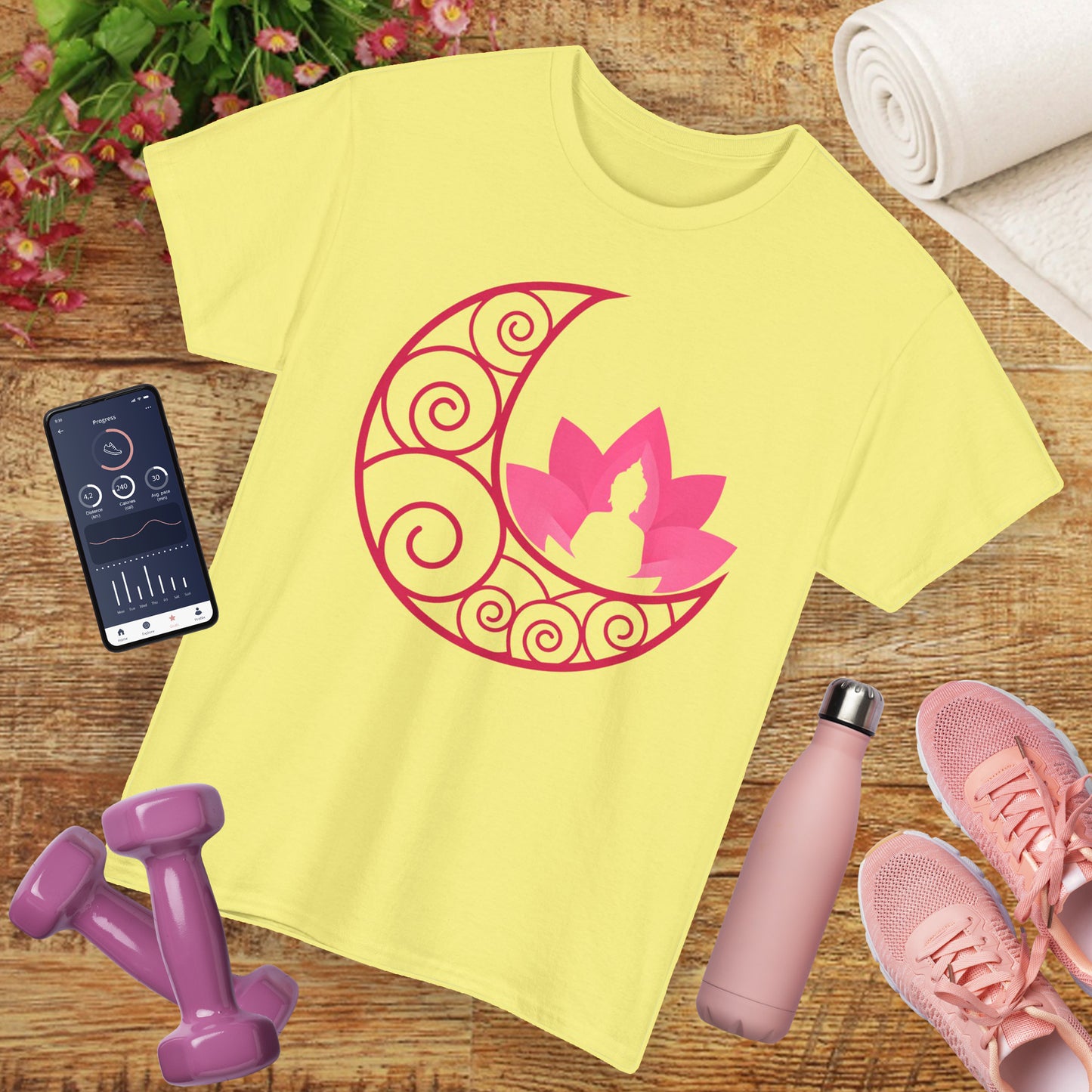 🌙Lunar Stillness Heavy Cotton Tee - Blossom Into Presence