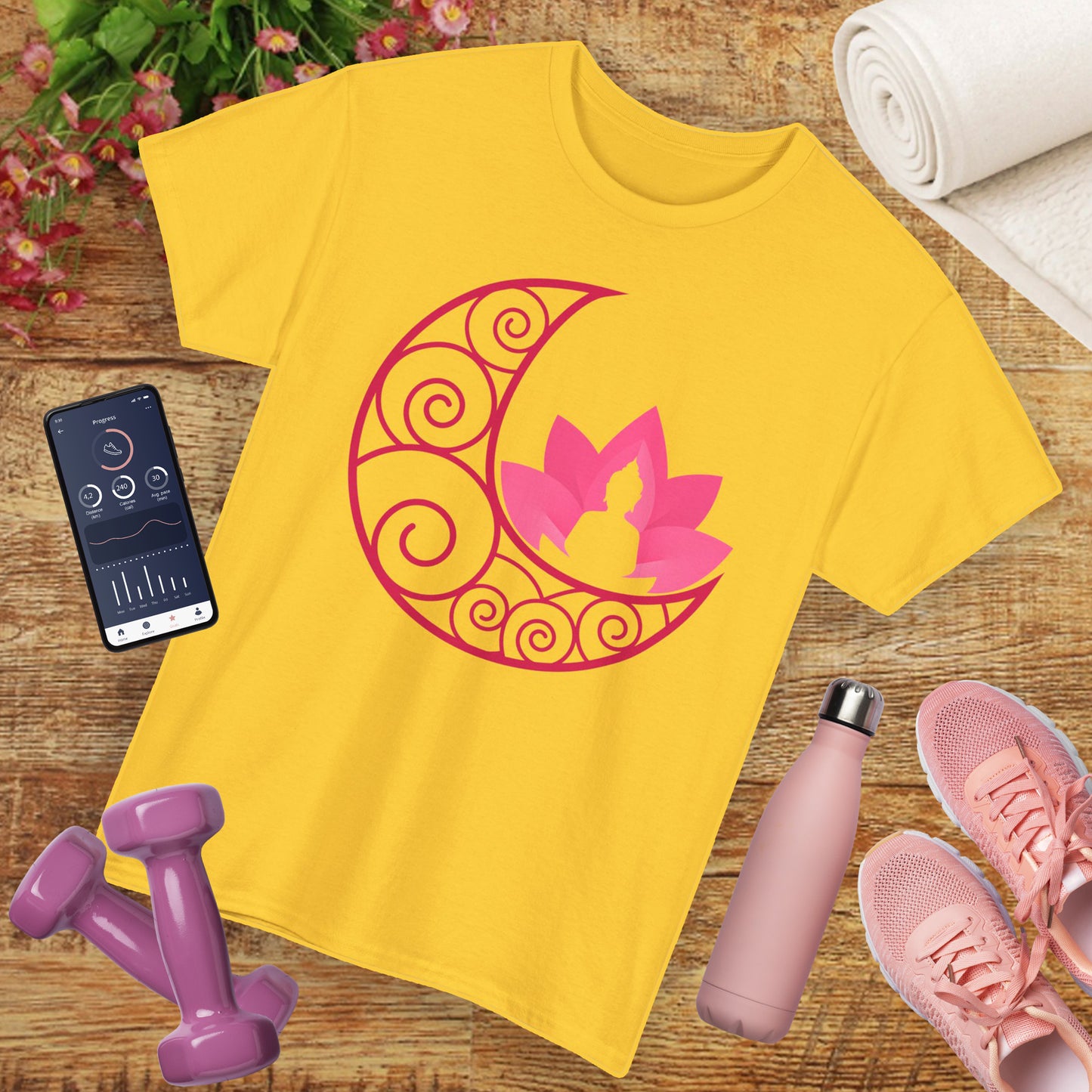 🌙Lunar Stillness Heavy Cotton Tee - Blossom Into Presence