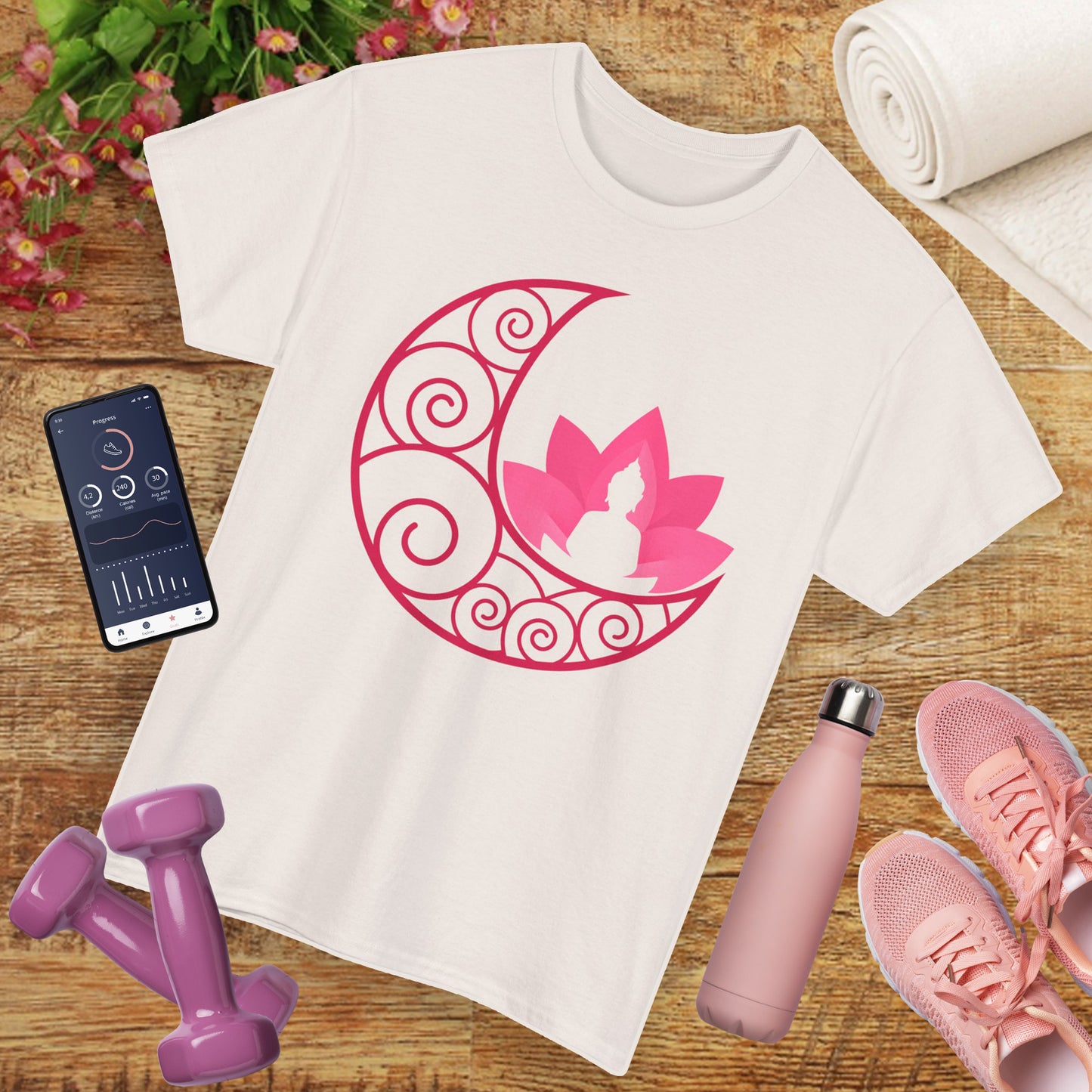 🌙Lunar Stillness Heavy Cotton Tee - Blossom Into Presence