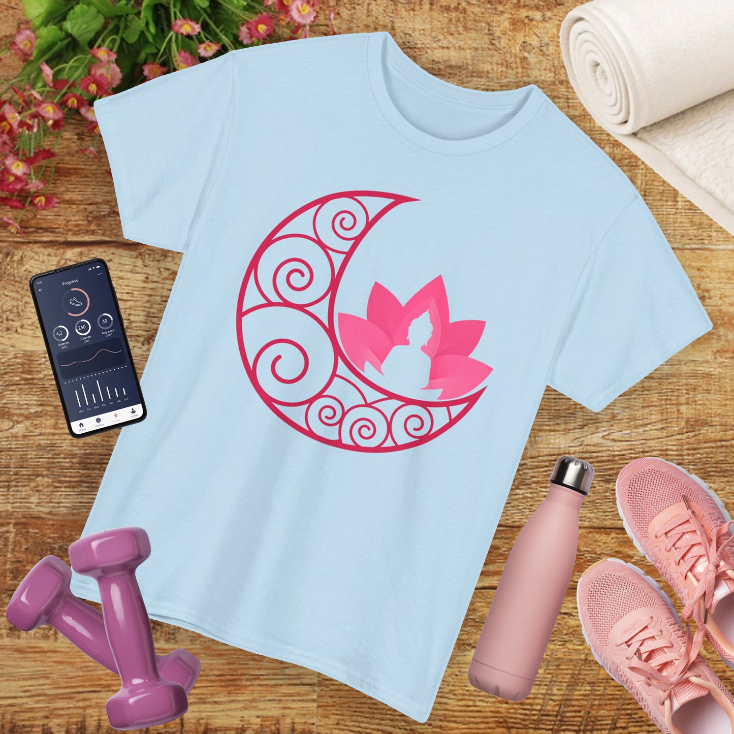 🌙Lunar Stillness Heavy Cotton Tee - Blossom Into Presence