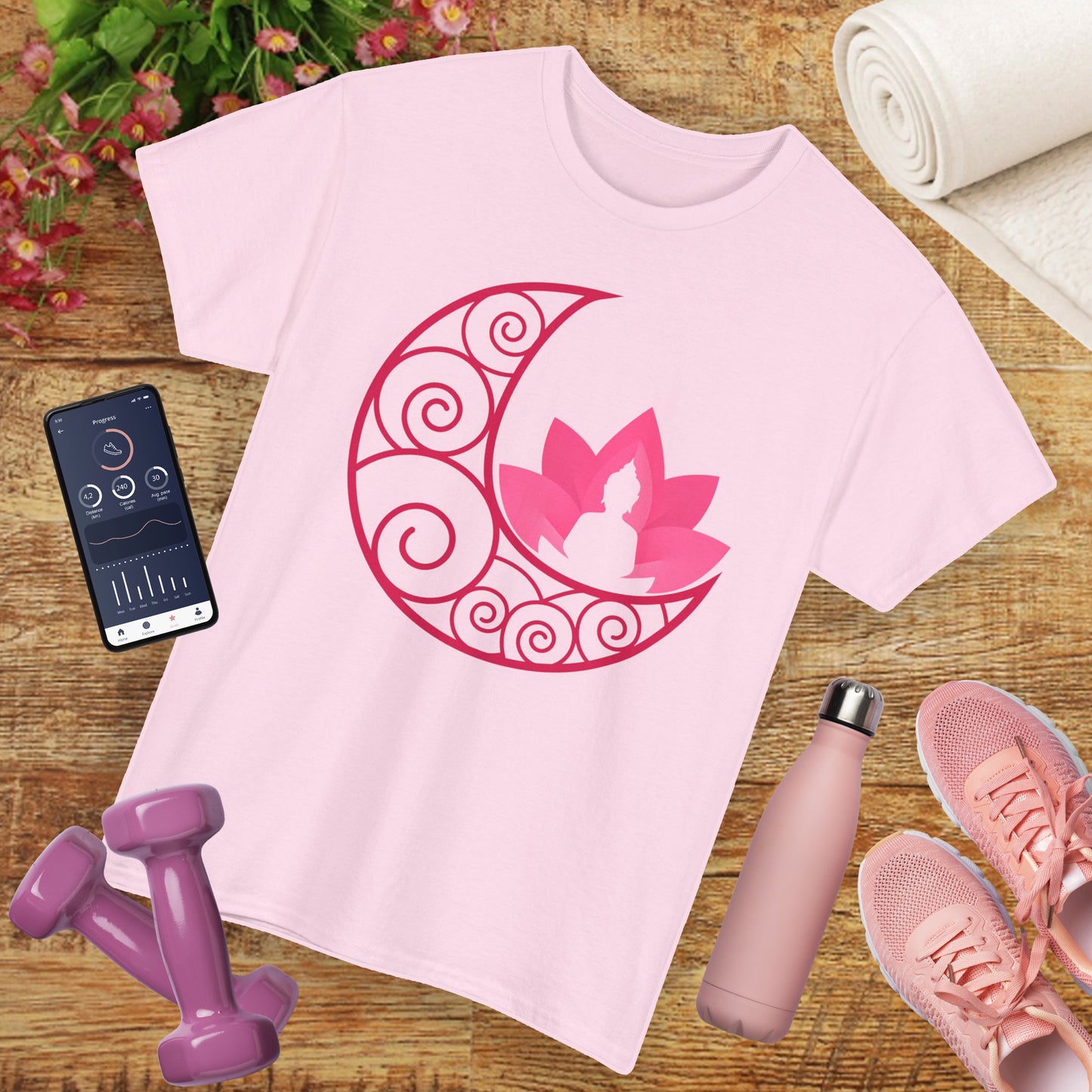 🌙Lunar Stillness Heavy Cotton Tee - Blossom Into Presence