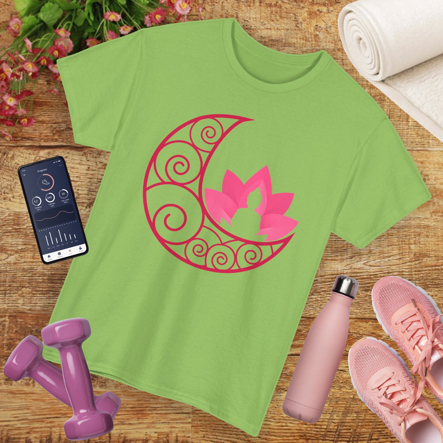 🌙Lunar Stillness Heavy Cotton Tee - Blossom Into Presence