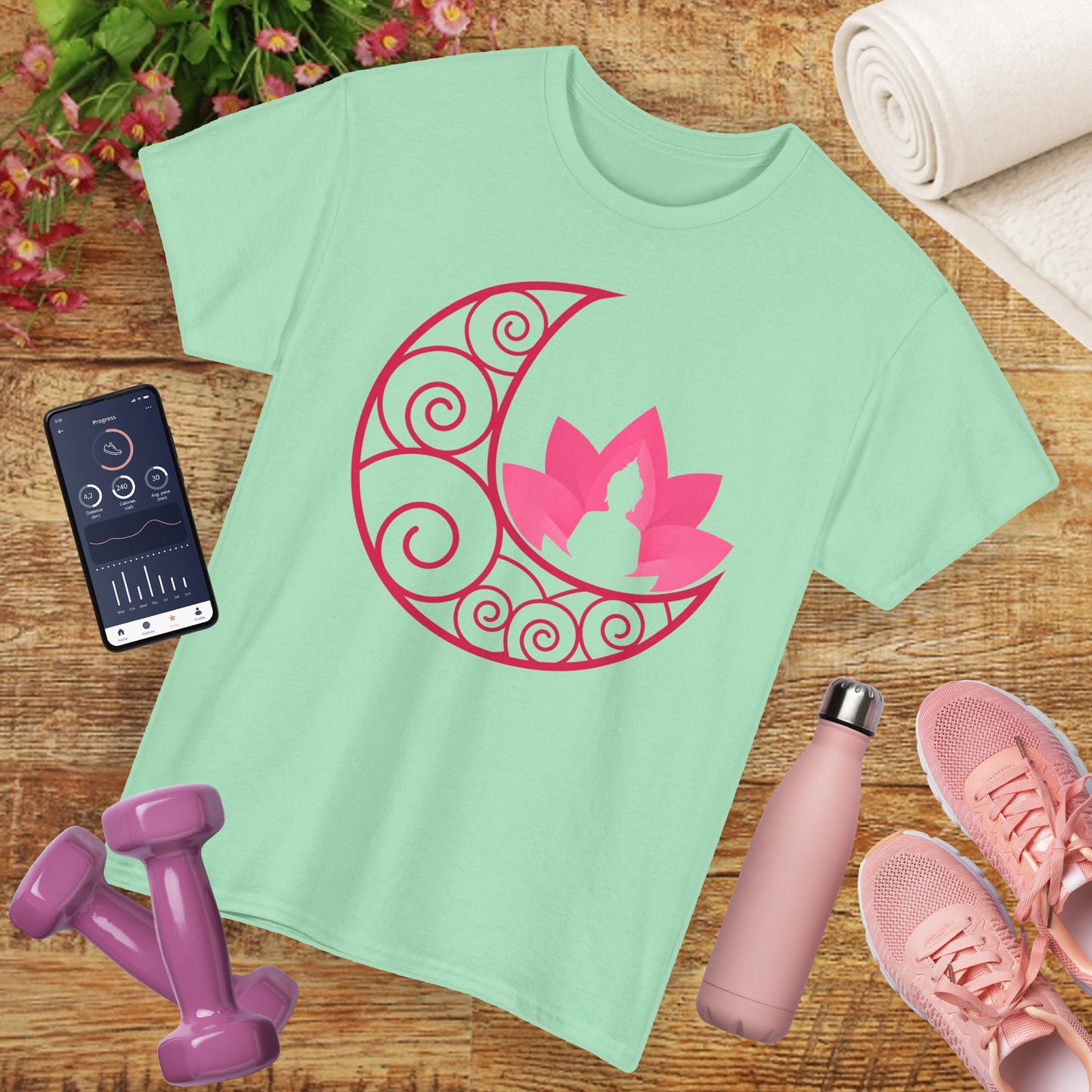 🌙Lunar Stillness Heavy Cotton Tee - Blossom Into Presence