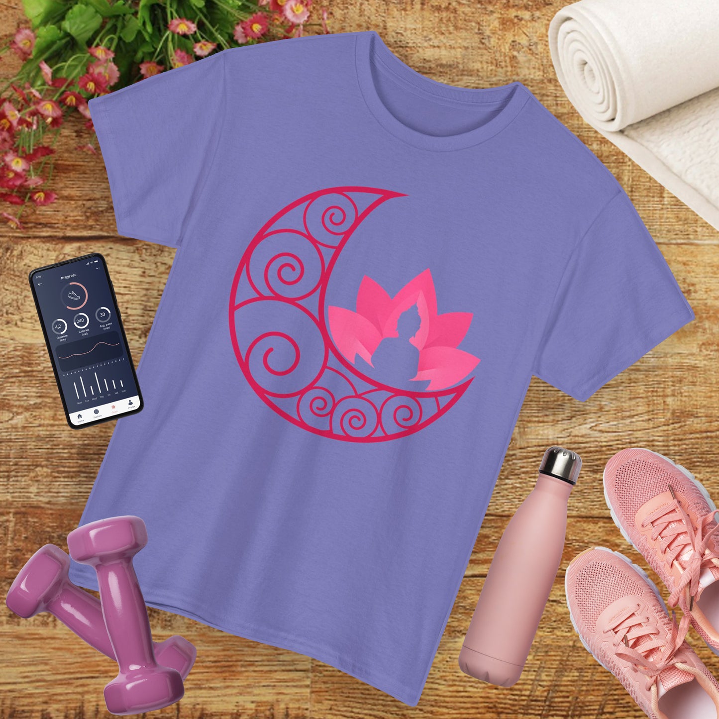 🌙Lunar Stillness Heavy Cotton Tee - Blossom Into Presence