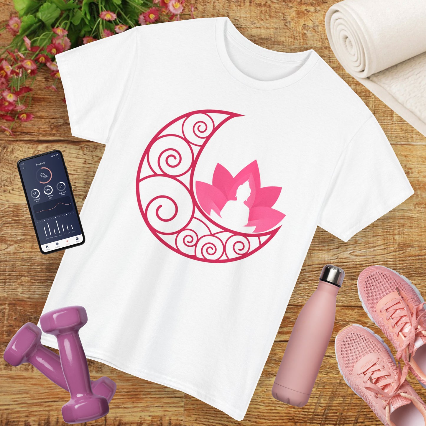 🌙Lunar Stillness Heavy Cotton Tee - Blossom Into Presence