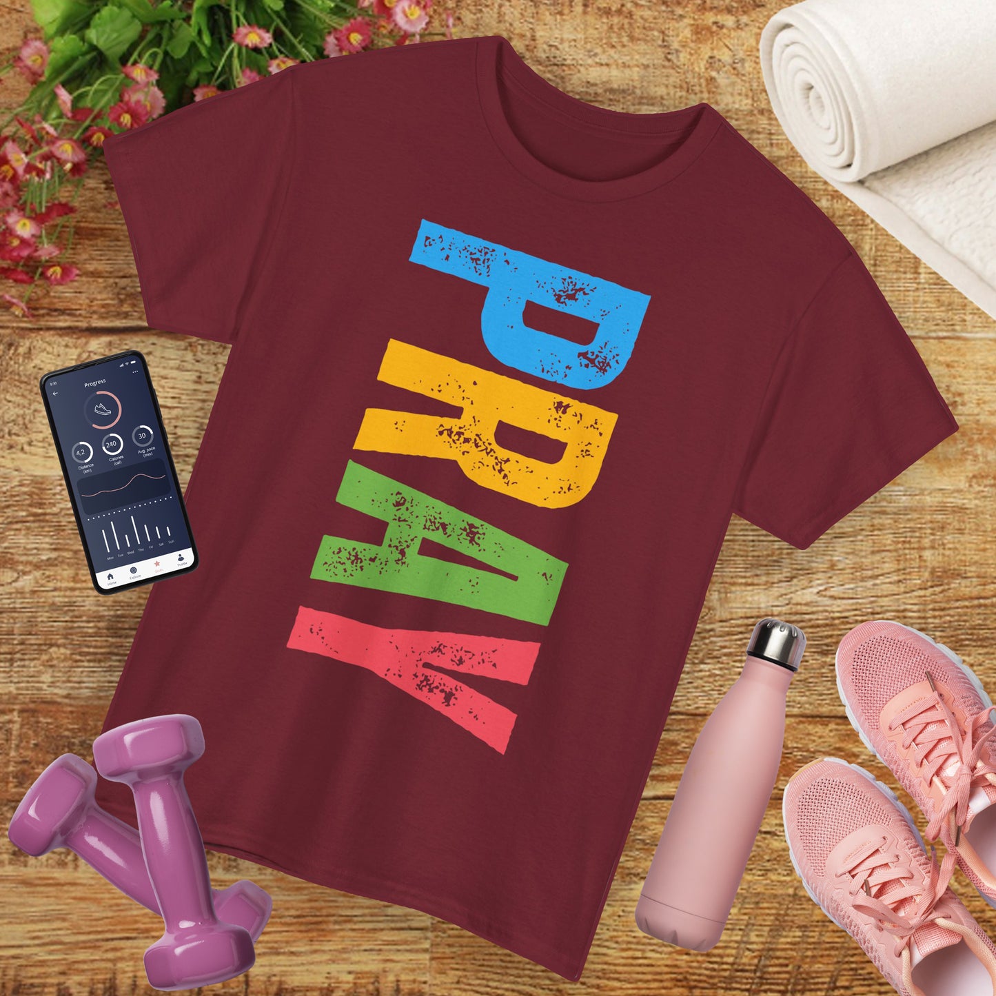 "PRAY" Heavy Cotton Tee - Inspirational T-Shirt for Spiritual Growth