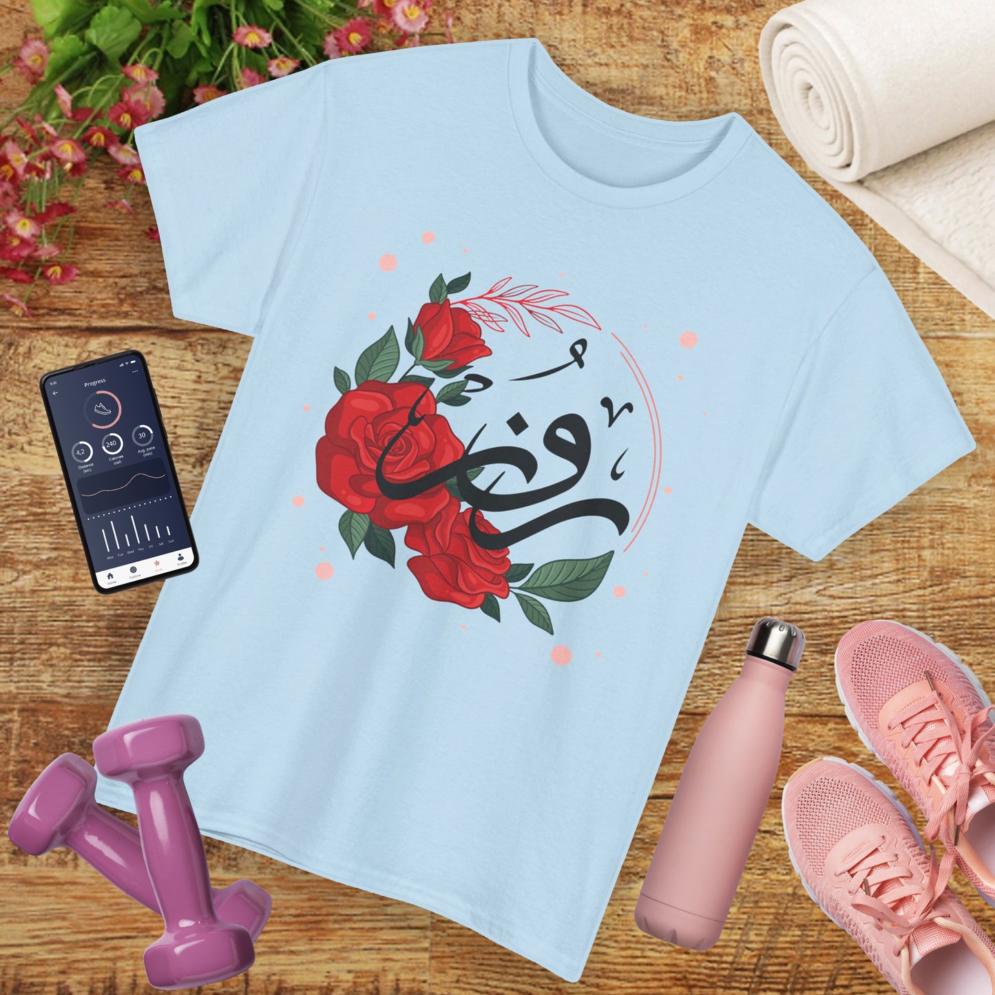 🌹"Rose Reverence" Heavy Cotton Tee - A Floral Vibration of Elegance and Beauty