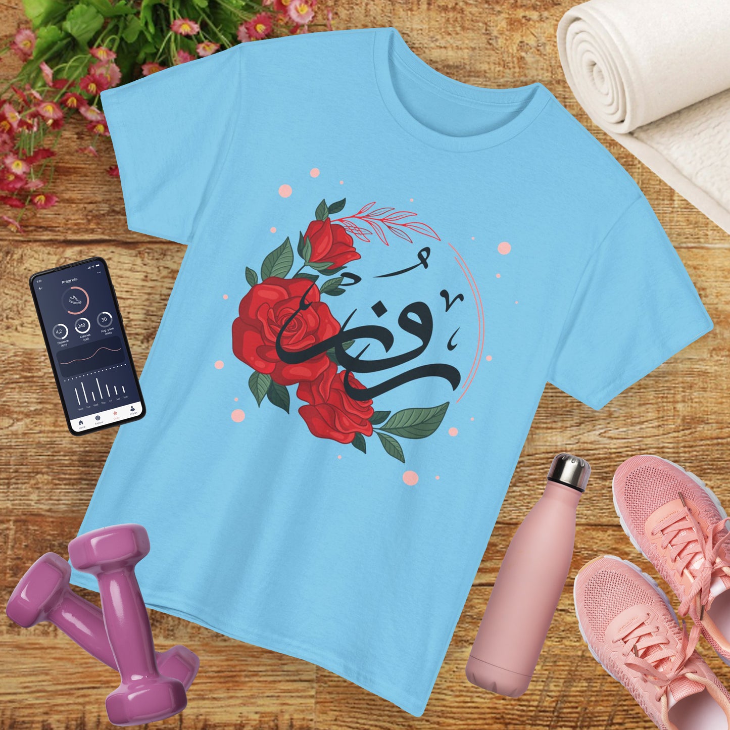 🌹"Rose Reverence" Heavy Cotton Tee - A Floral Vibration of Elegance and Beauty