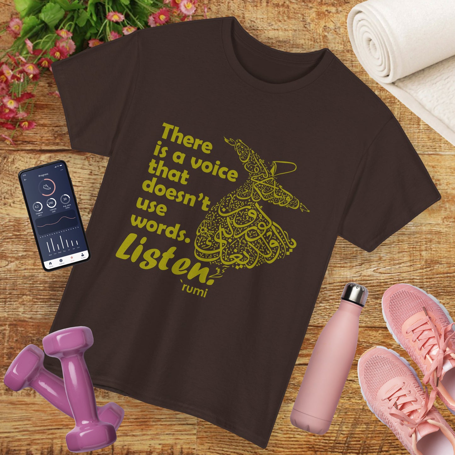 Listen Deeply - Rumi Quote - Whirling Dervish Heavy Cotton Tee