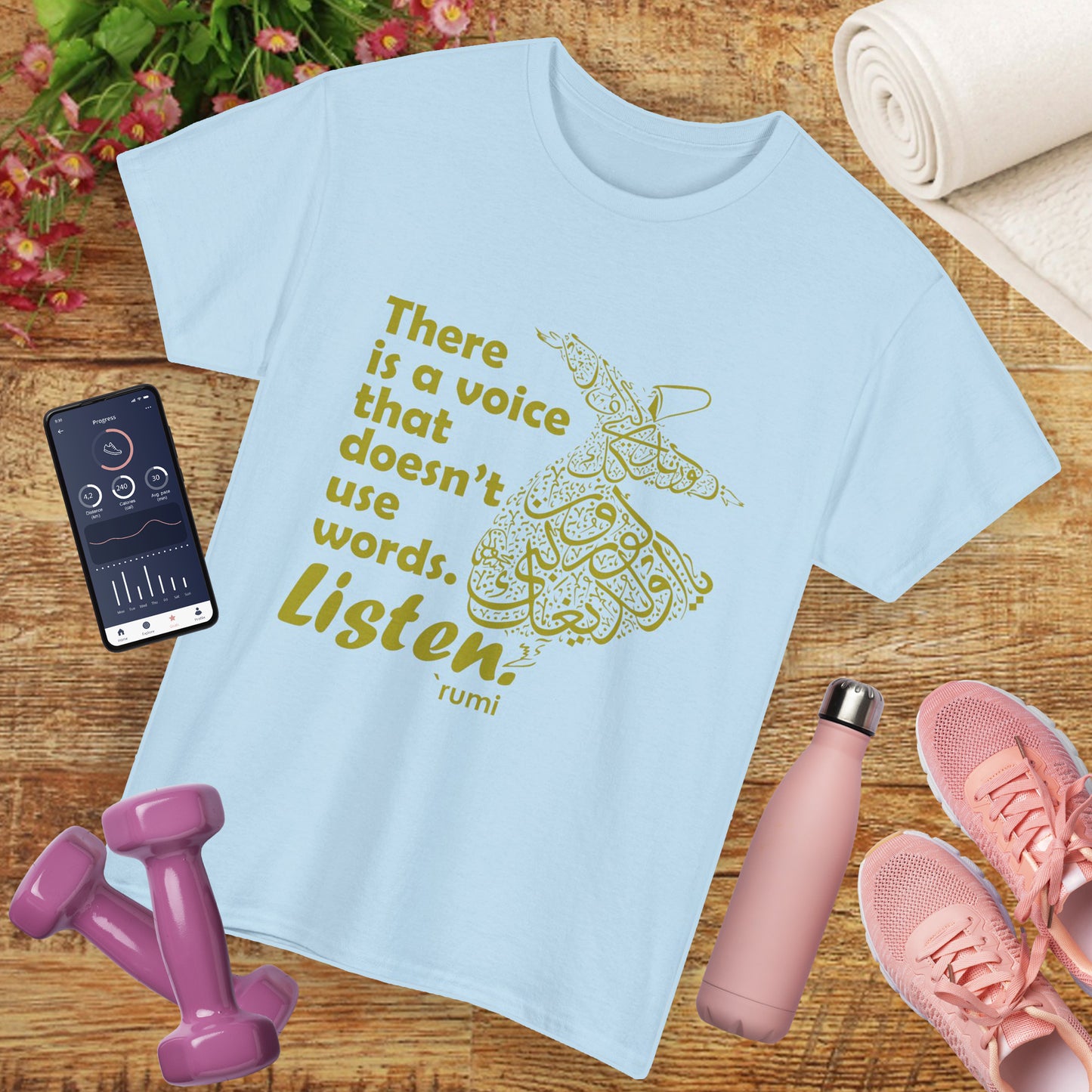 Listen Deeply - Rumi Quote - Whirling Dervish Heavy Cotton Tee