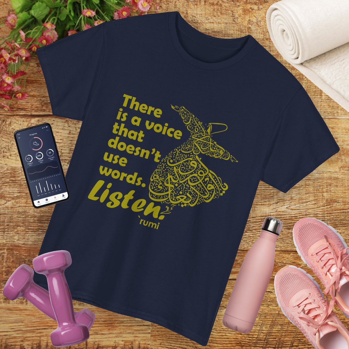 Listen Deeply - Rumi Quote - Whirling Dervish Heavy Cotton Tee