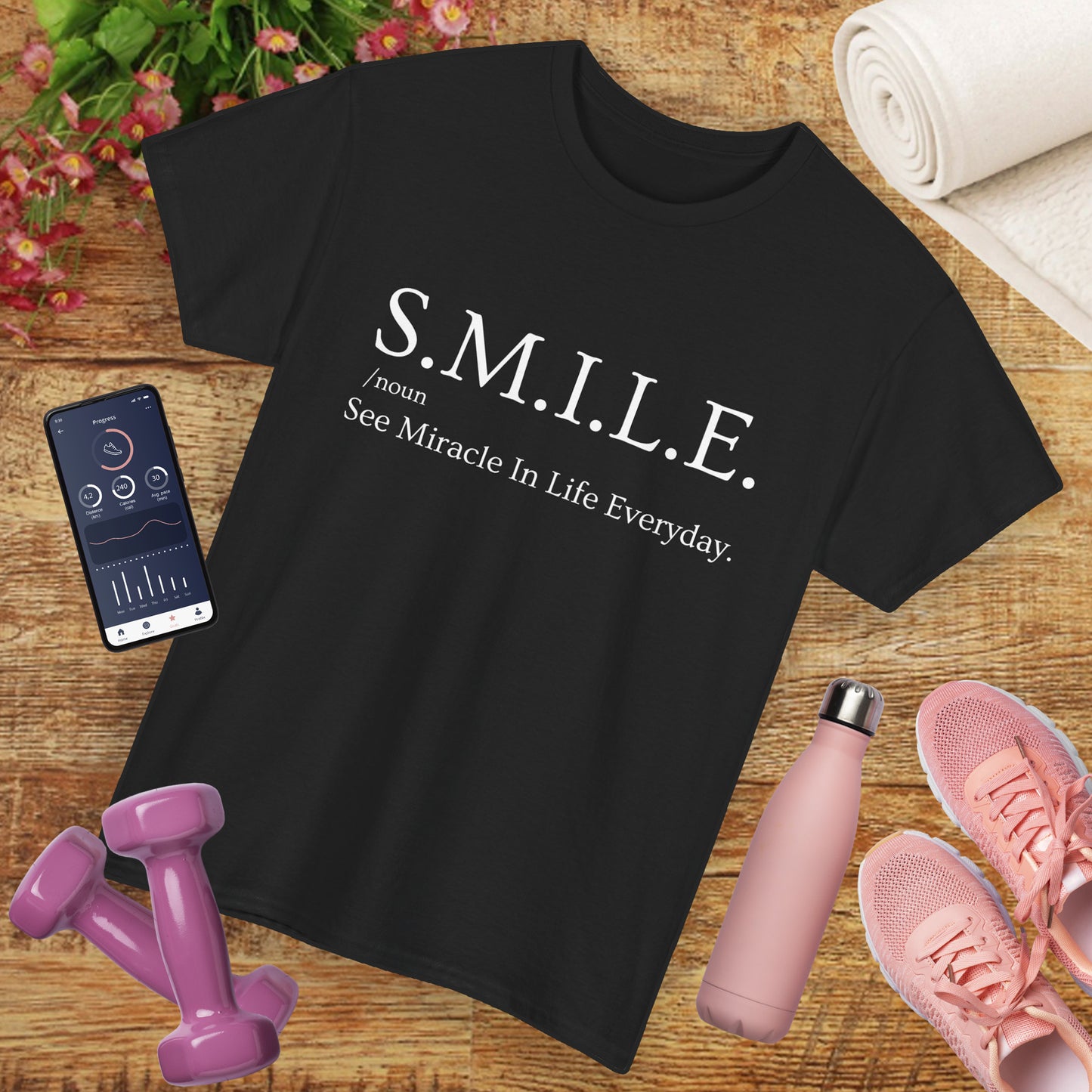 🌼 S.M.I.L.E. Acronym Heavy Cotton Tee - A Daily Dose of Positivity