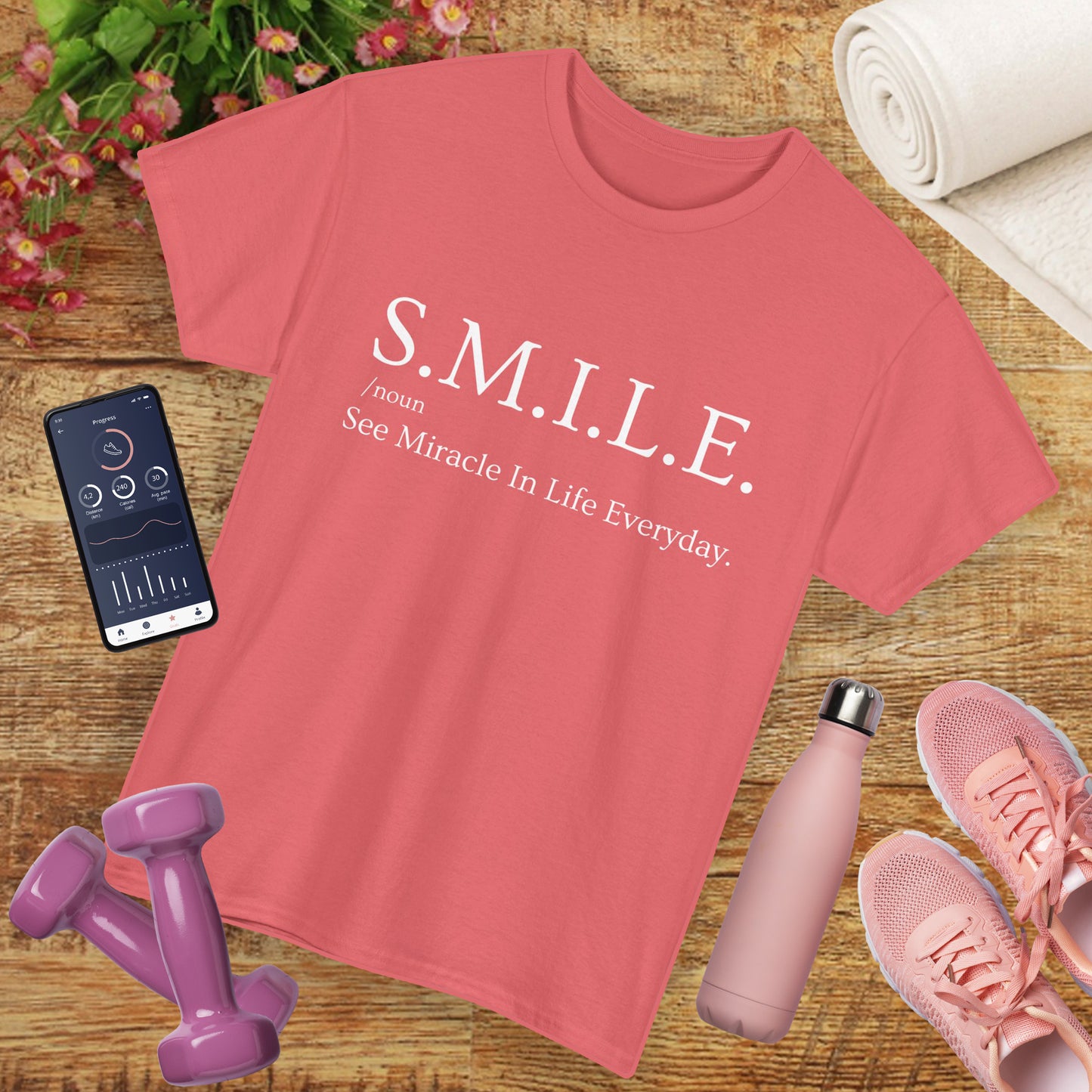 🌼 S.M.I.L.E. Acronym Heavy Cotton Tee - A Daily Dose of Positivity