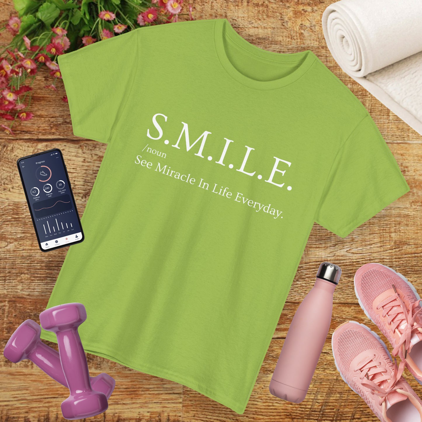 🌼 S.M.I.L.E. Acronym Heavy Cotton Tee - A Daily Dose of Positivity