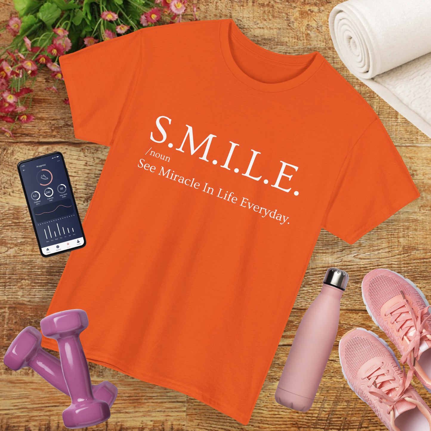 🌼 S.M.I.L.E. Acronym Heavy Cotton Tee - A Daily Dose of Positivity