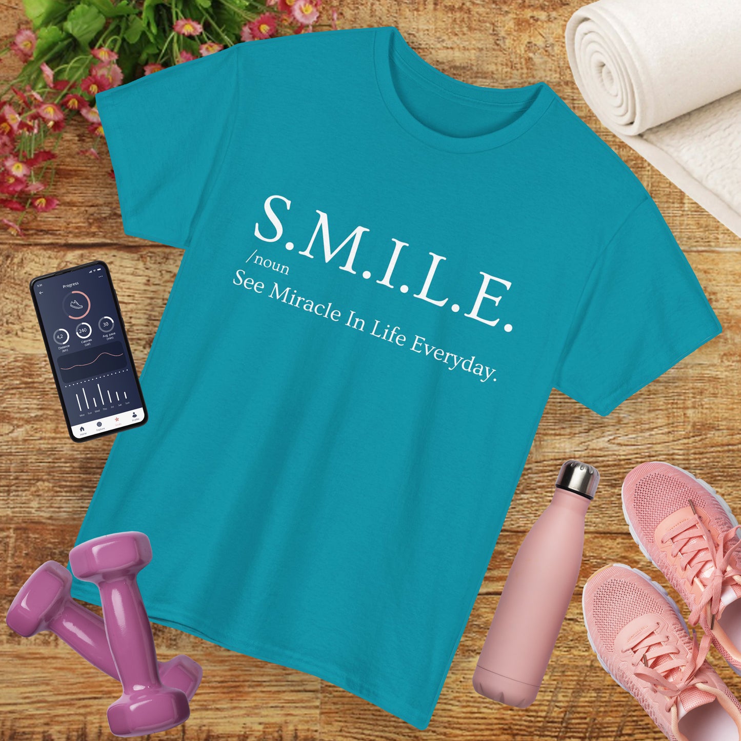 🌼 S.M.I.L.E. Acronym Heavy Cotton Tee - A Daily Dose of Positivity