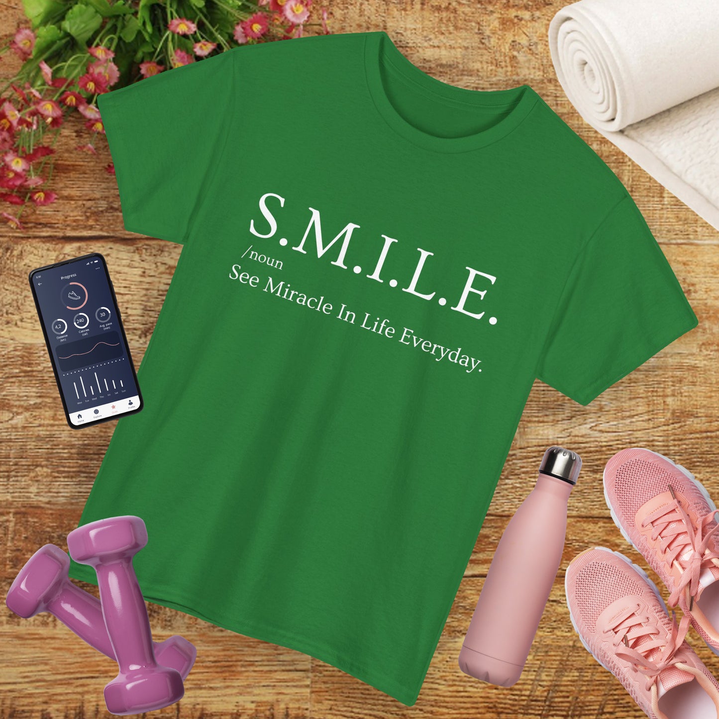 🌼 S.M.I.L.E. Acronym Heavy Cotton Tee - A Daily Dose of Positivity