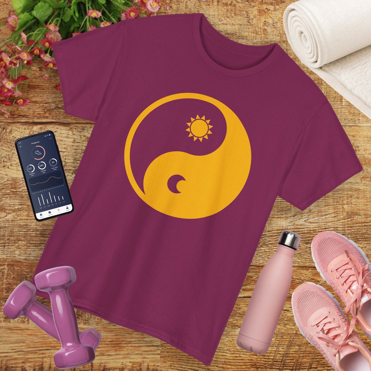 🌞🌜YinYang Solar Lunar Heavy Cotton Tee - Harmony in Balance