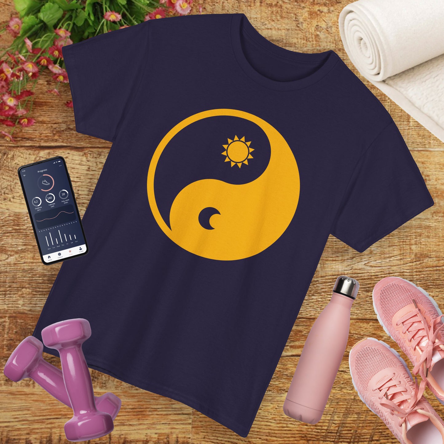 🌞🌜YinYang Solar Lunar Heavy Cotton Tee - Harmony in Balance