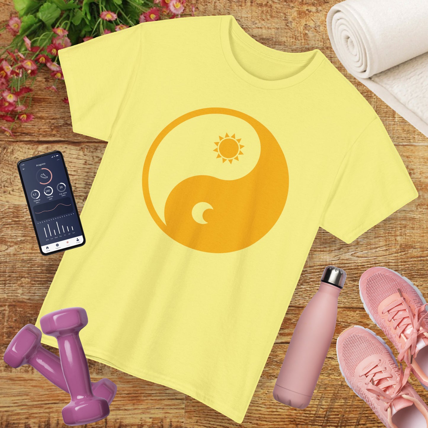 🌞🌜YinYang Solar Lunar Heavy Cotton Tee - Harmony in Balance