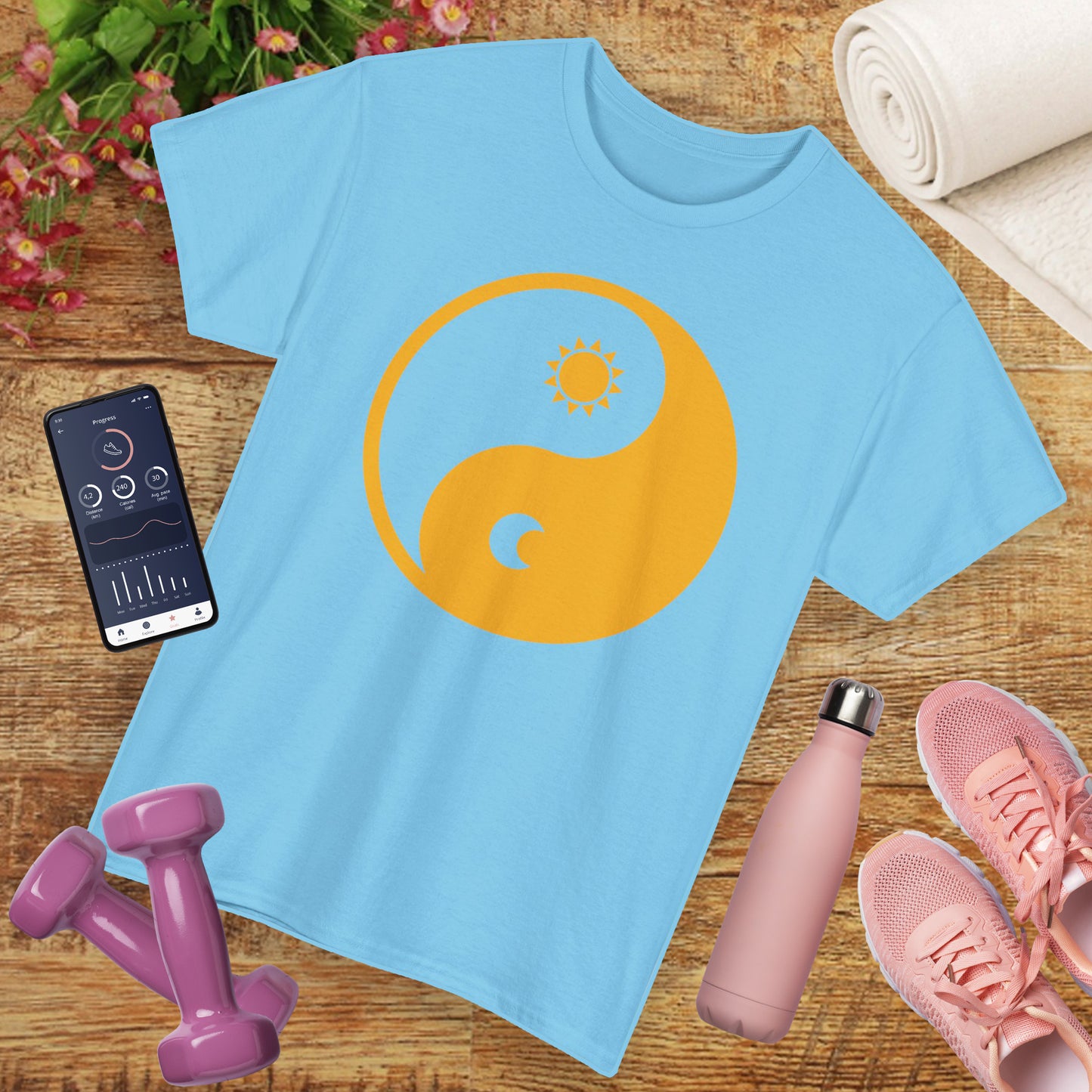 🌞🌜YinYang Solar Lunar Heavy Cotton Tee - Harmony in Balance
