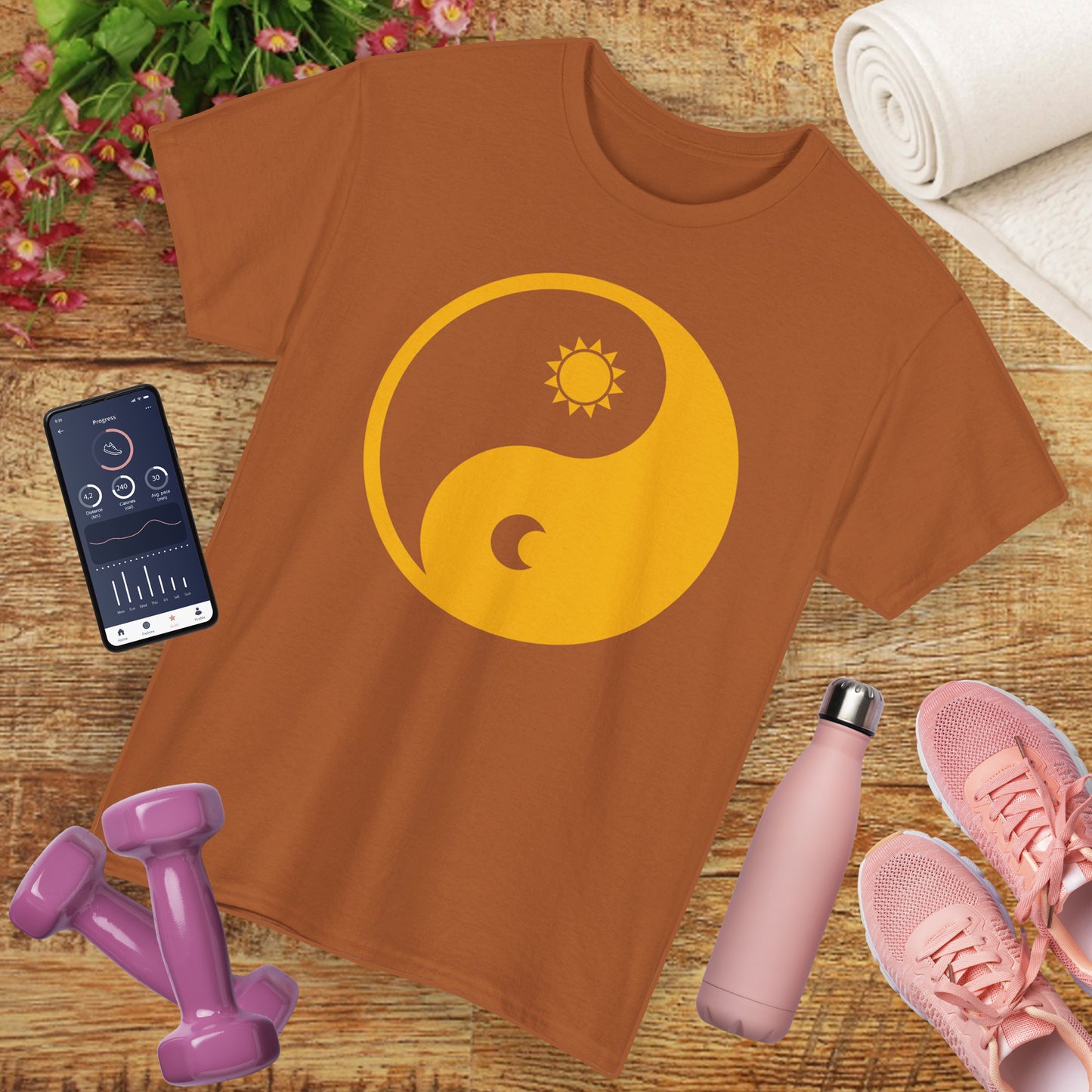 🌞🌜YinYang Solar Lunar Heavy Cotton Tee - Harmony in Balance