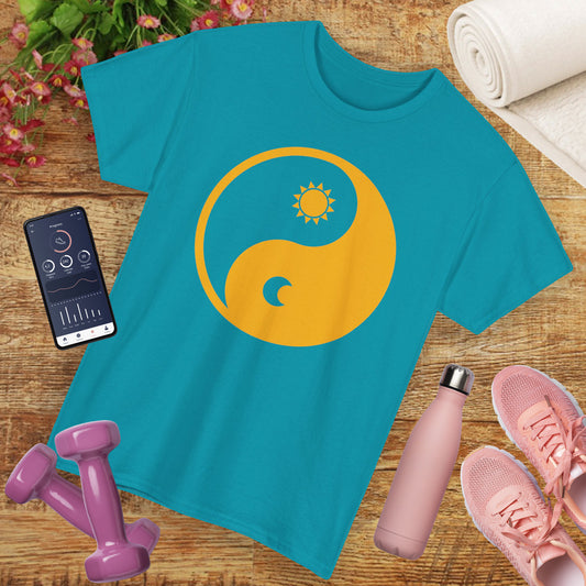 🌞🌜YinYang Solar Lunar Heavy Cotton Tee - Harmony in Balance