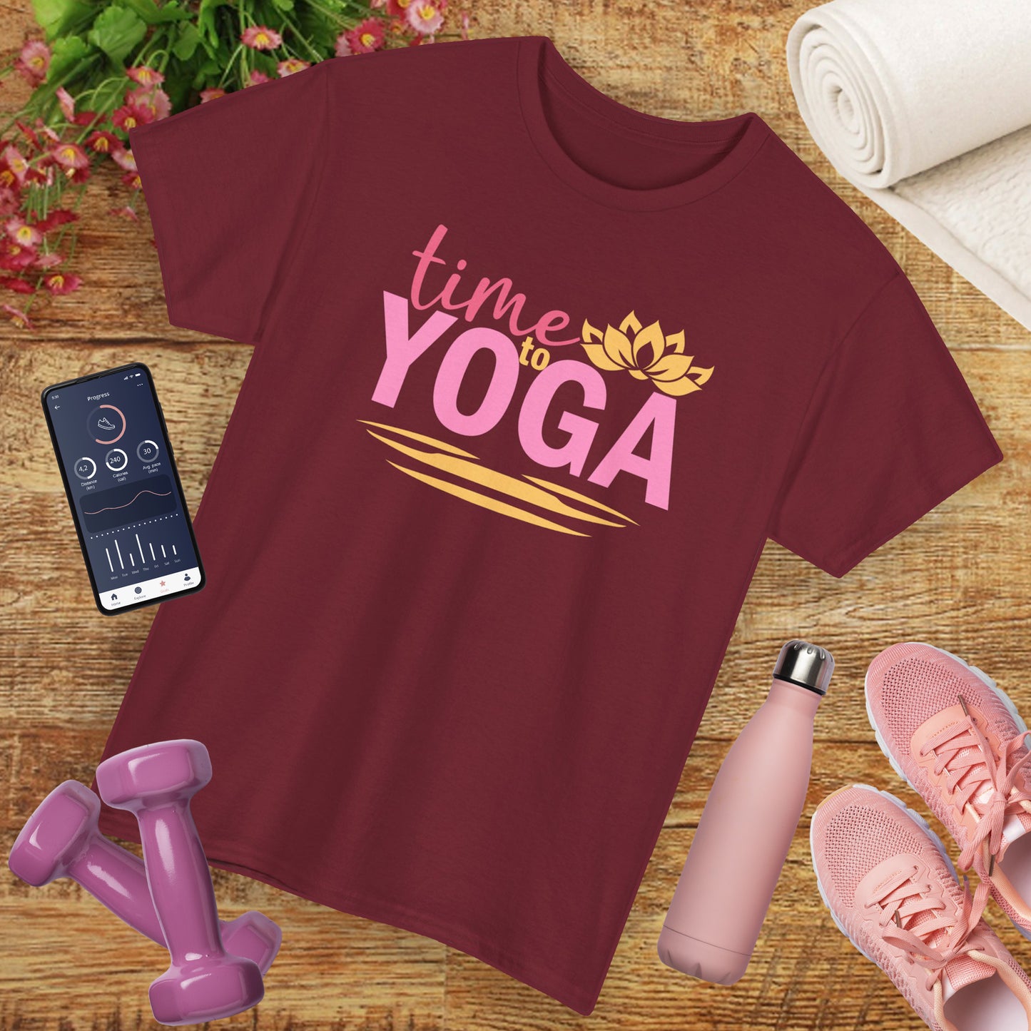 "Time to Yoga" Heavy Cotton Tee - Flow with Ease