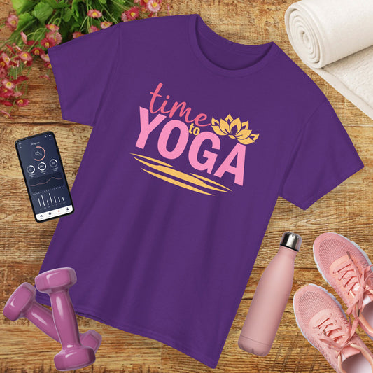 "Time to Yoga" Heavy Cotton Tee - Flow with Ease
