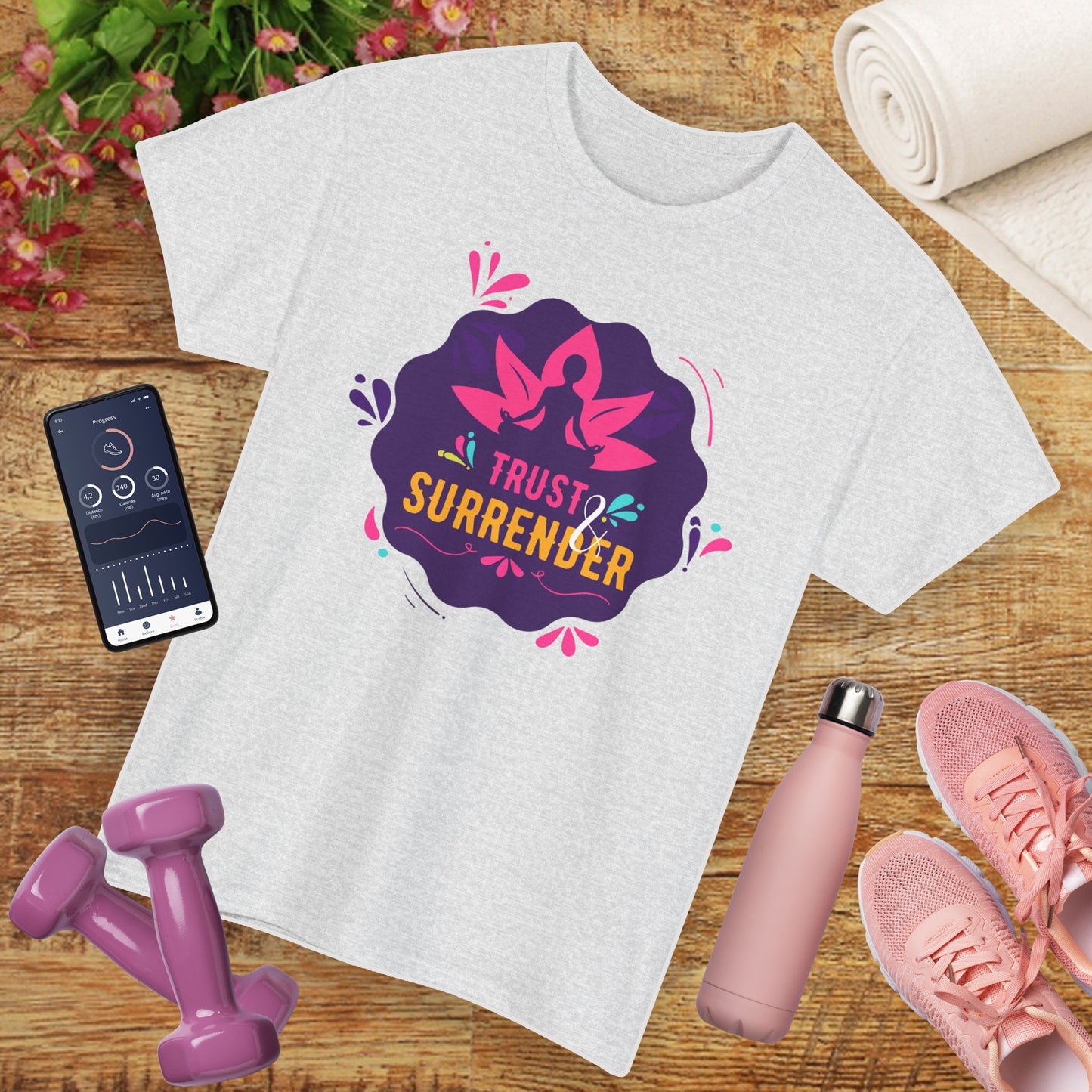 🌸Lotus Flow Heavy Cotton Tee - "Trust & Surrender" - Align