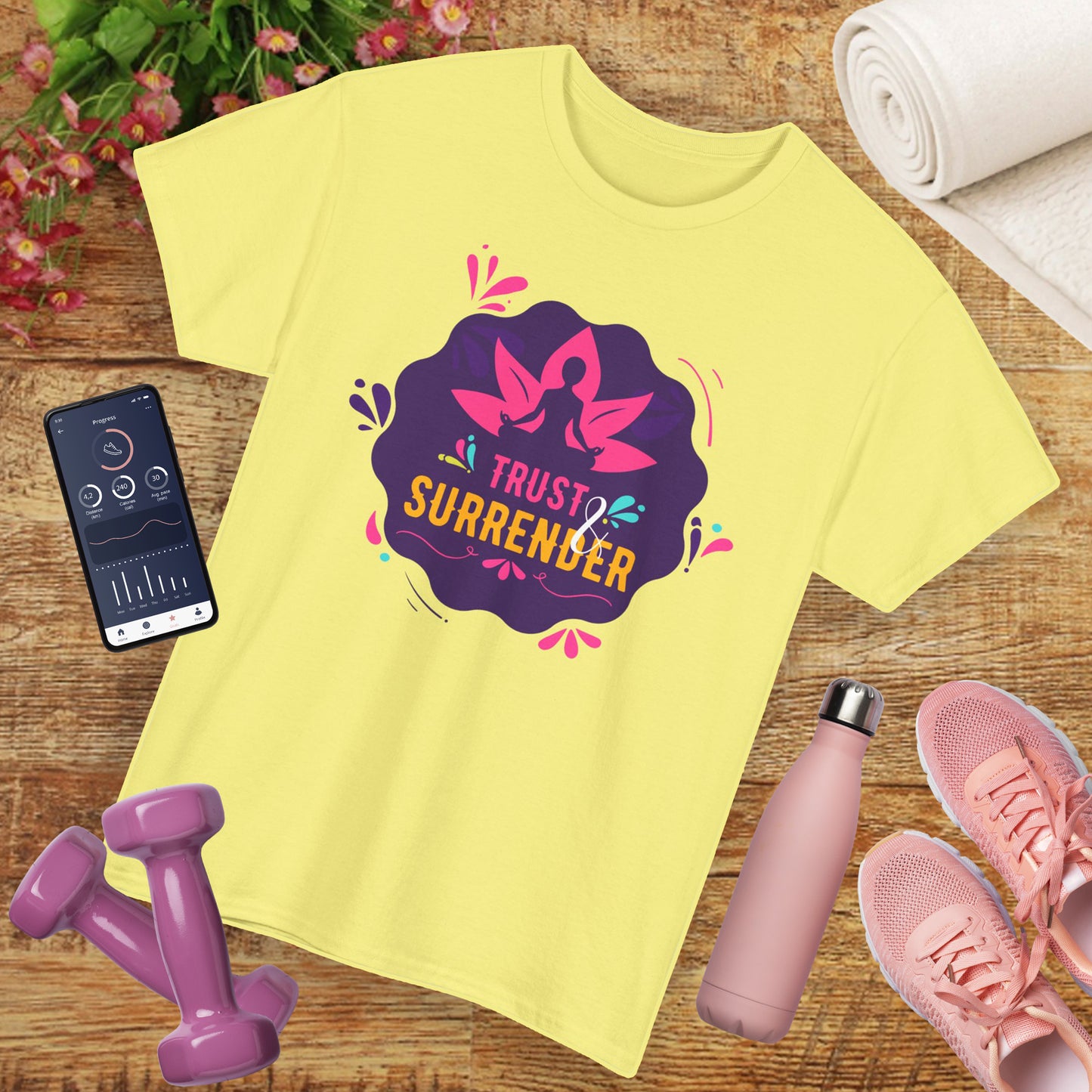 🌸Lotus Flow Heavy Cotton Tee - "Trust & Surrender" - Align