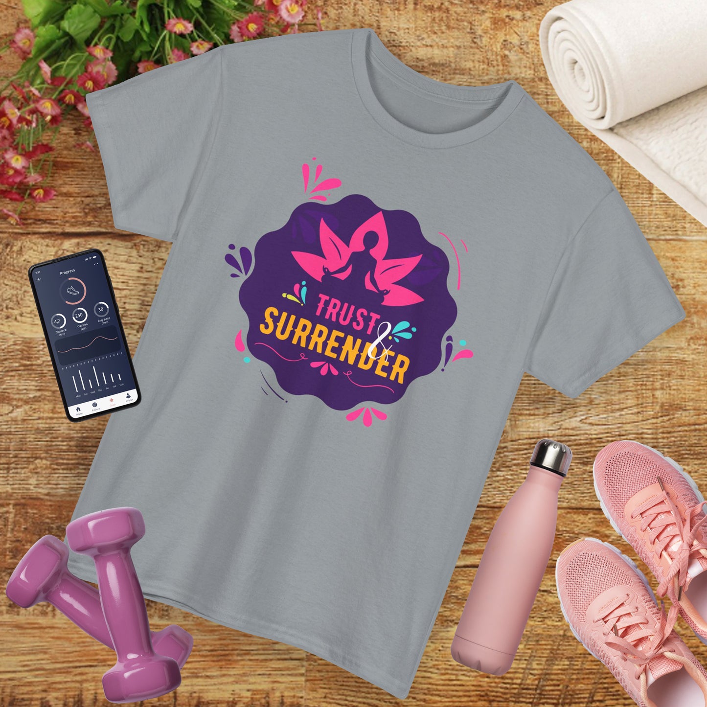 🌸Lotus Flow Heavy Cotton Tee - "Trust & Surrender" - Align