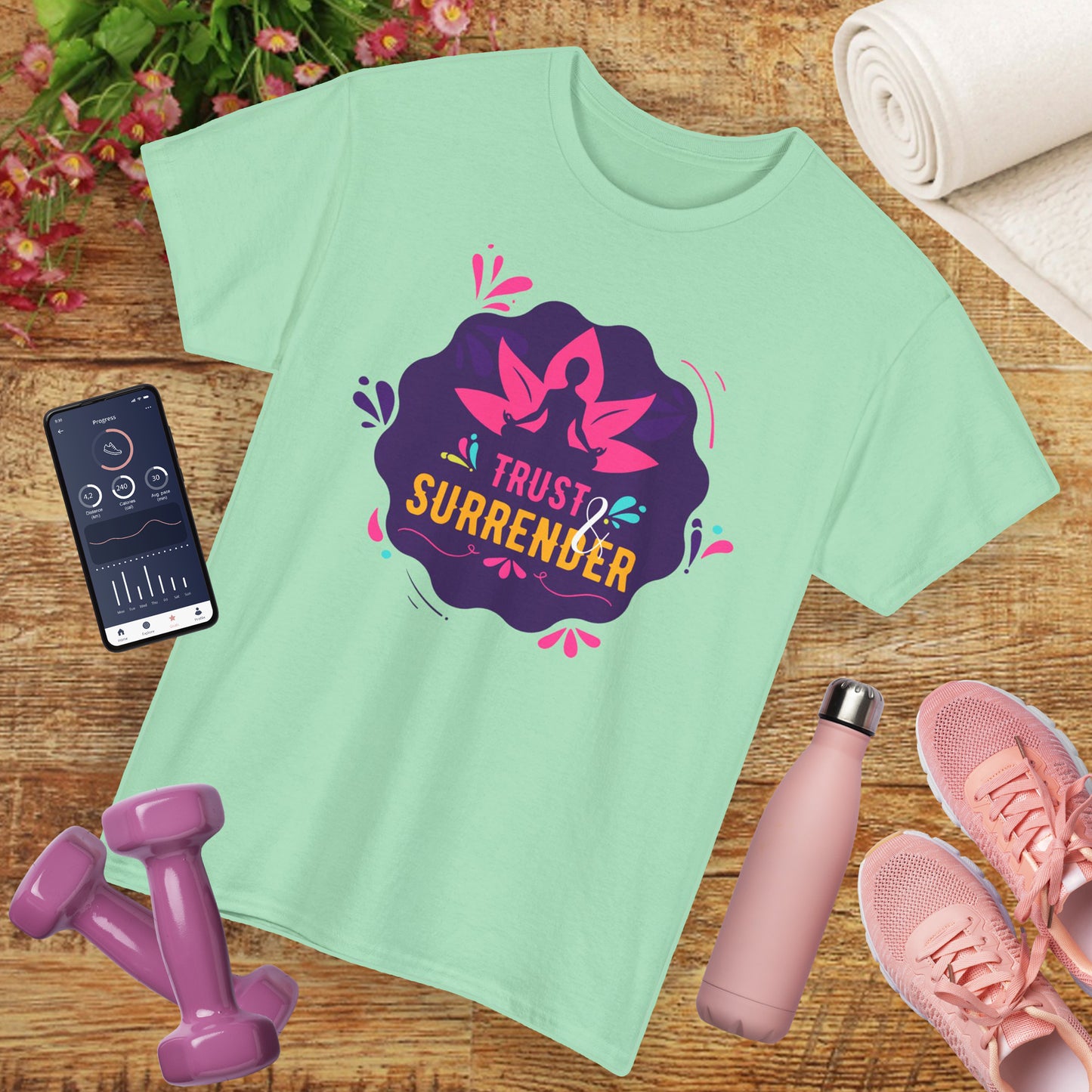 🌸Lotus Flow Heavy Cotton Tee - "Trust & Surrender" - Align