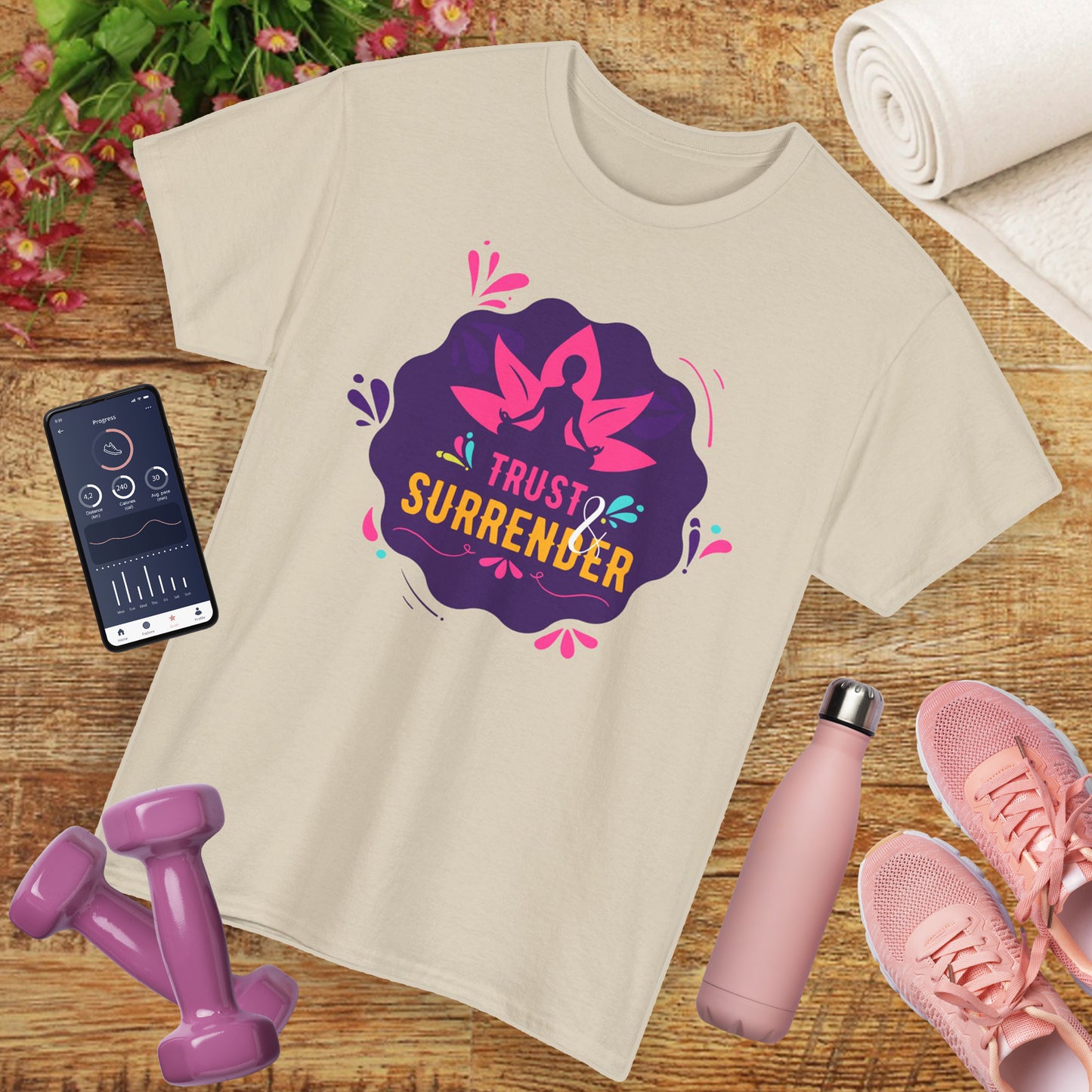 🌸Lotus Flow Heavy Cotton Tee - "Trust & Surrender" - Align