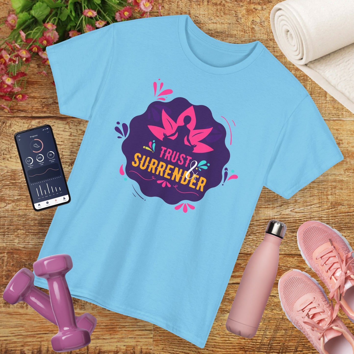 🌸Lotus Flow Heavy Cotton Tee - "Trust & Surrender" - Align