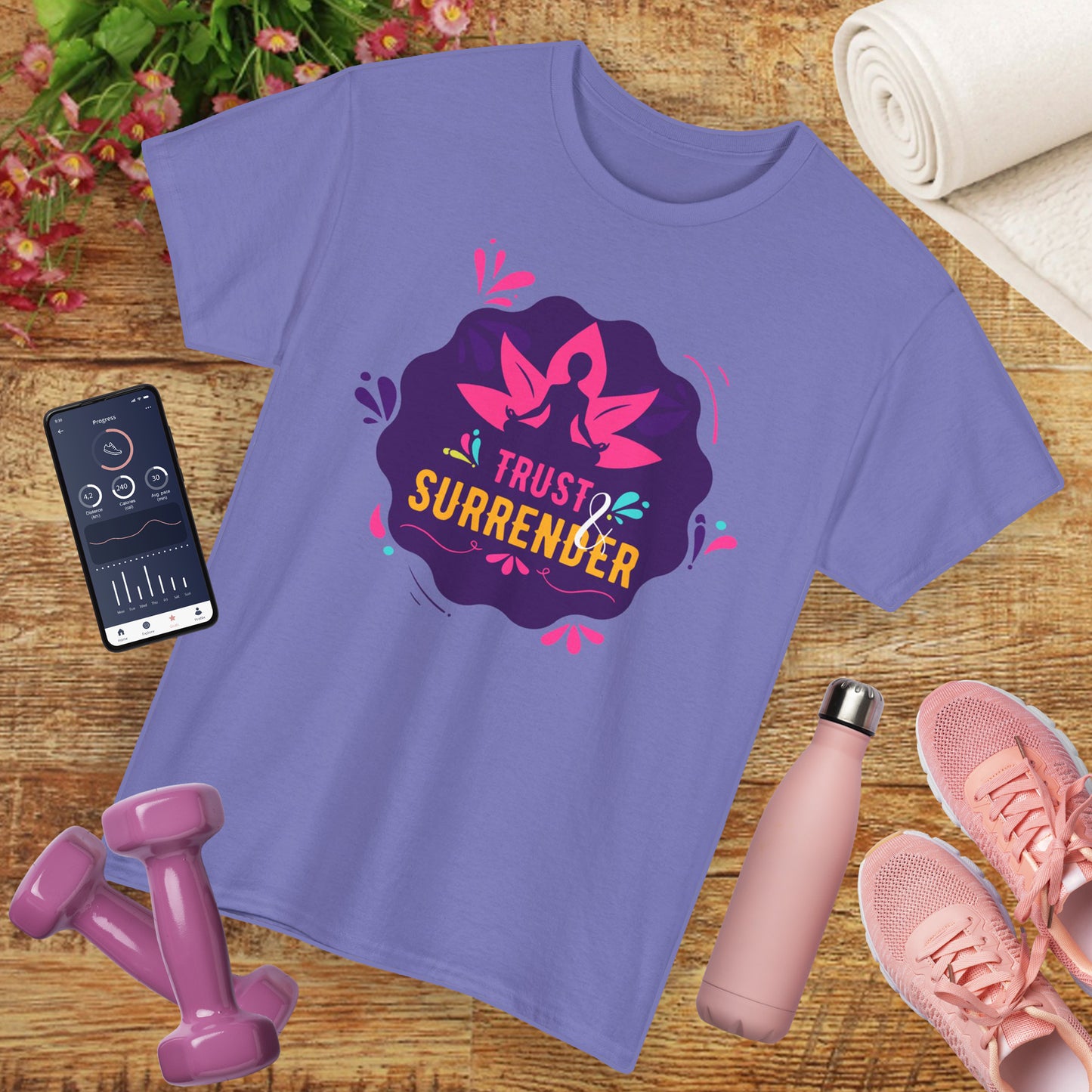 🌸Lotus Flow Heavy Cotton Tee - "Trust & Surrender" - Align