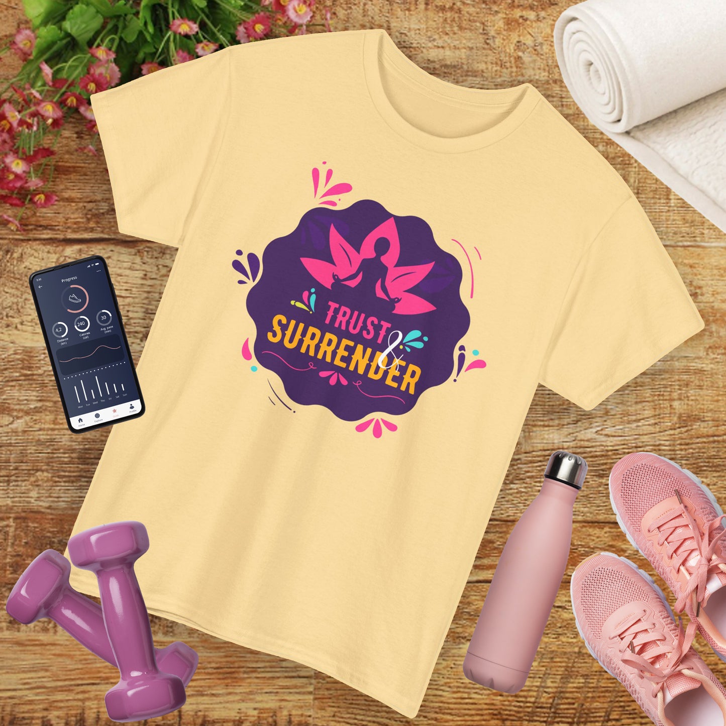 🌸Lotus Flow Heavy Cotton Tee - "Trust & Surrender" - Align